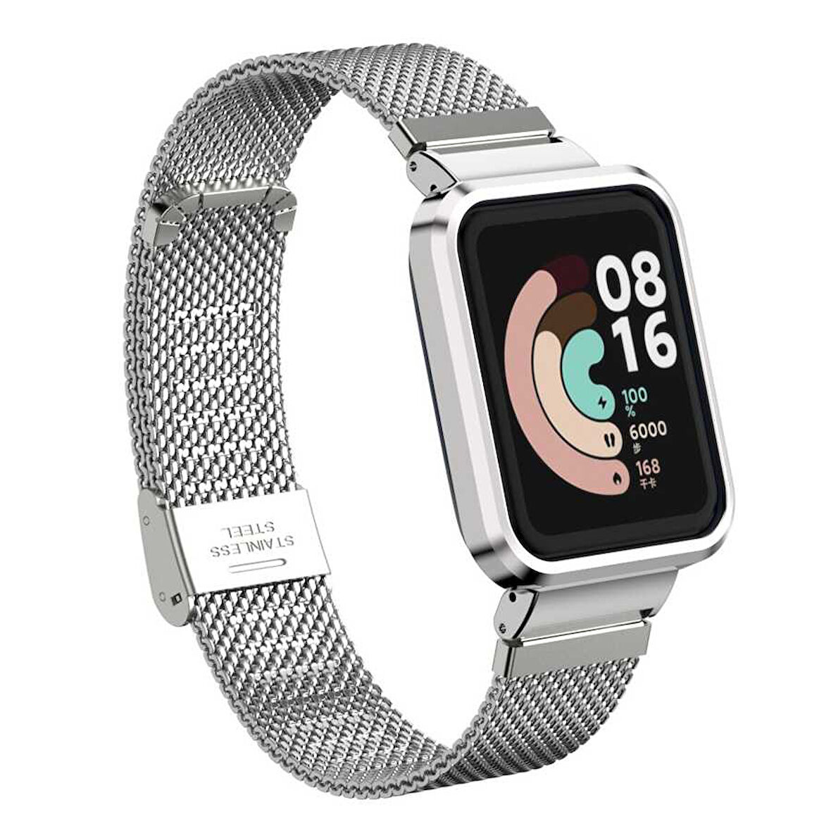 Xiaomi Redmi Watch (Mi Watch Lite) Uyumlu KRD-59 Metal Zore Kordon-Gümüş
