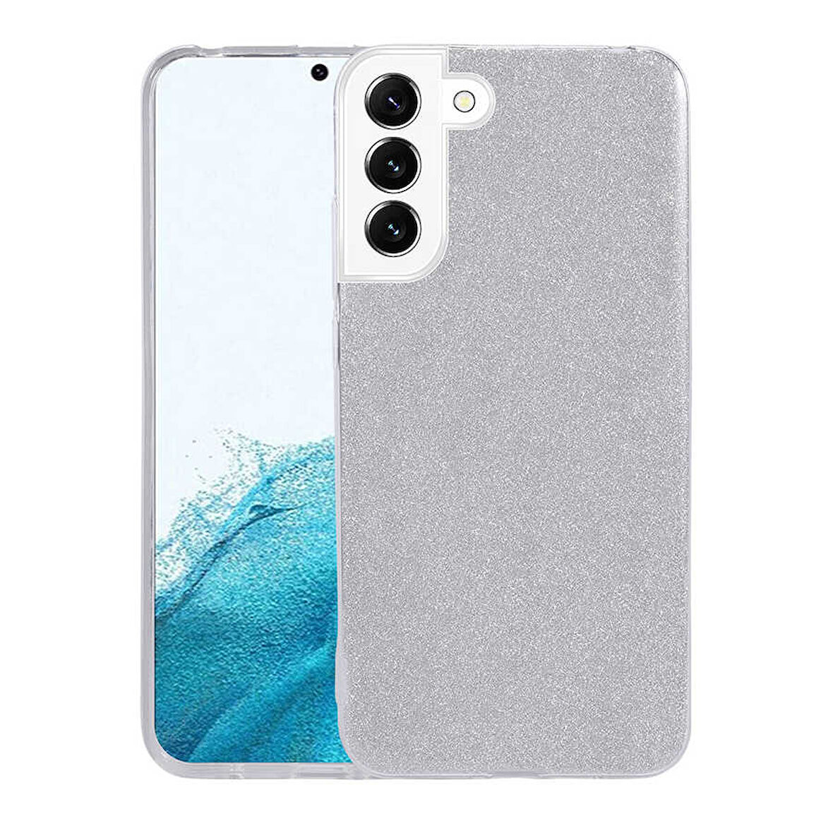 Galaxy S22 Plus Uyumlu Zore Shining Silikon-Gümüş