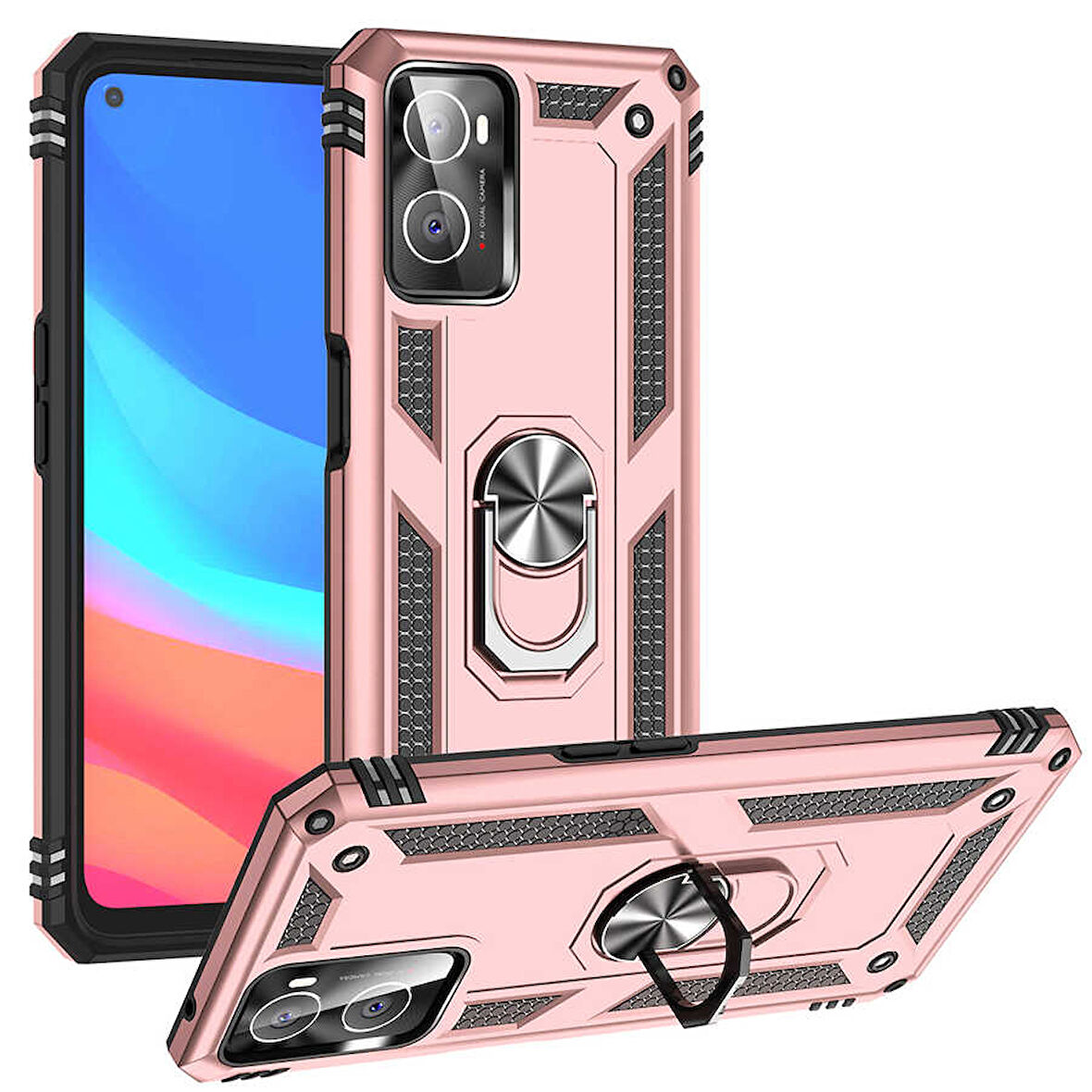 Oppo A96 4G Kılıf Zore Vega Kapak-Rose Gold