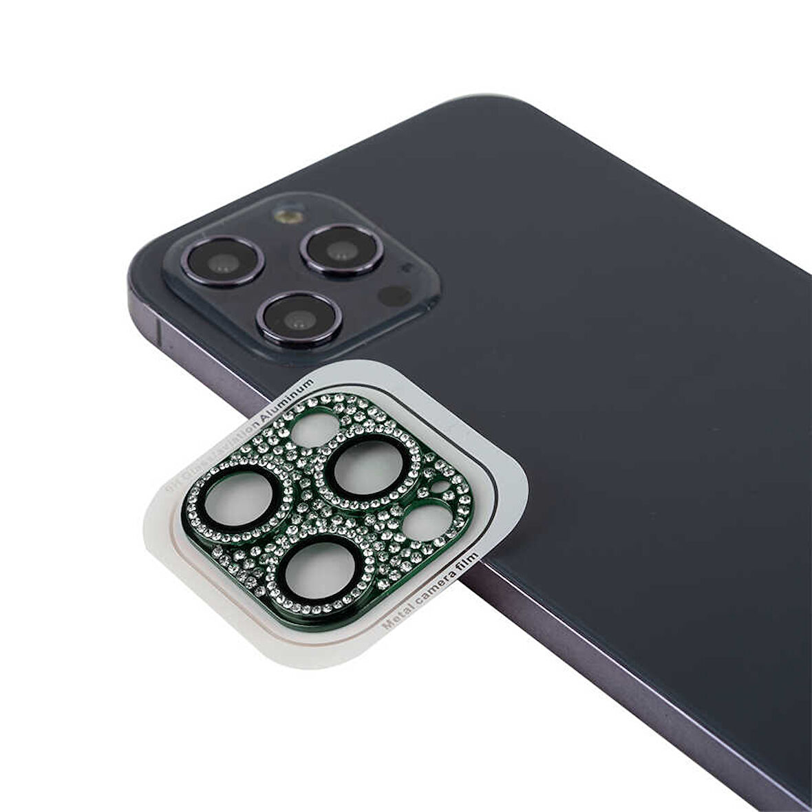 iPhone 12 Pro Max Uyumlu Ensueno CL-08 Kamera Lens Koruyucu-Koyu Yeşil