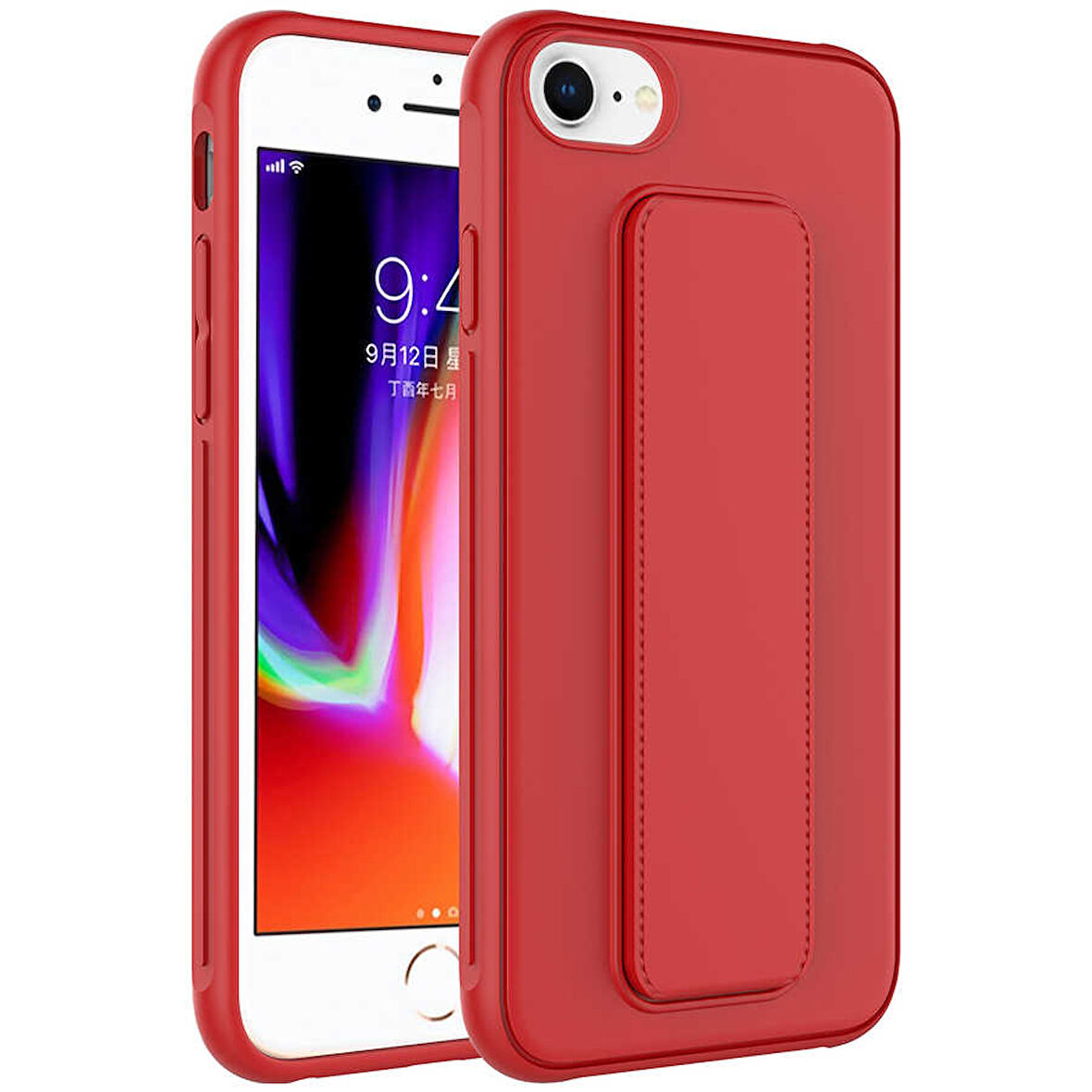 iPhone SE 2022 Uyumlu Zore Qstand Kılıf-Kırmızı