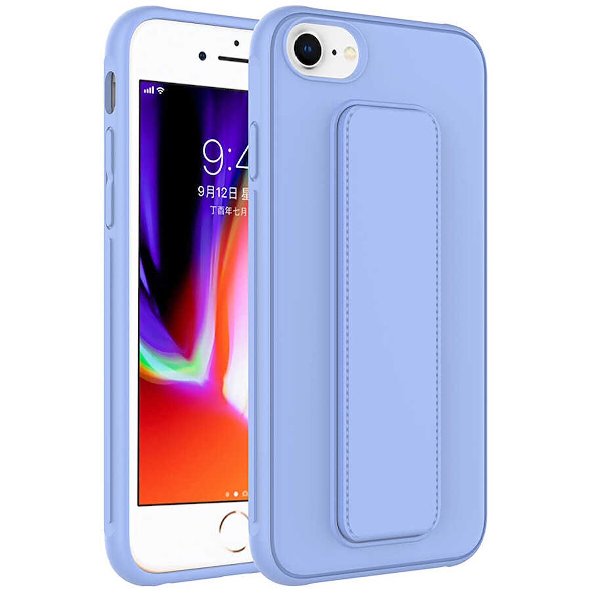 Apple iPhone 8 Kılıf Zore Qstand Kapak-Lila