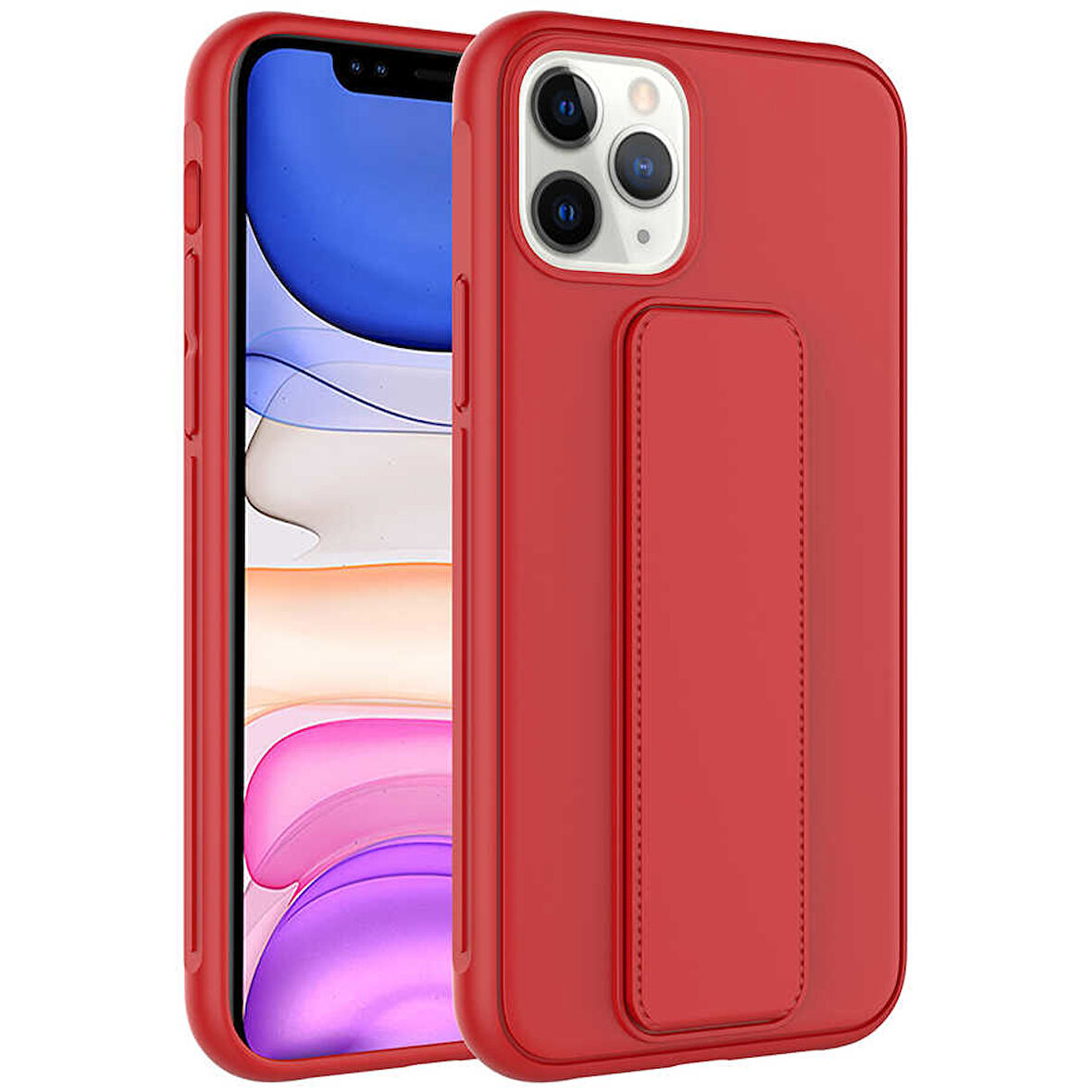 iPhone 11 Pro Max Uyumlu Zore Qstand Kılıf-Kırmızı