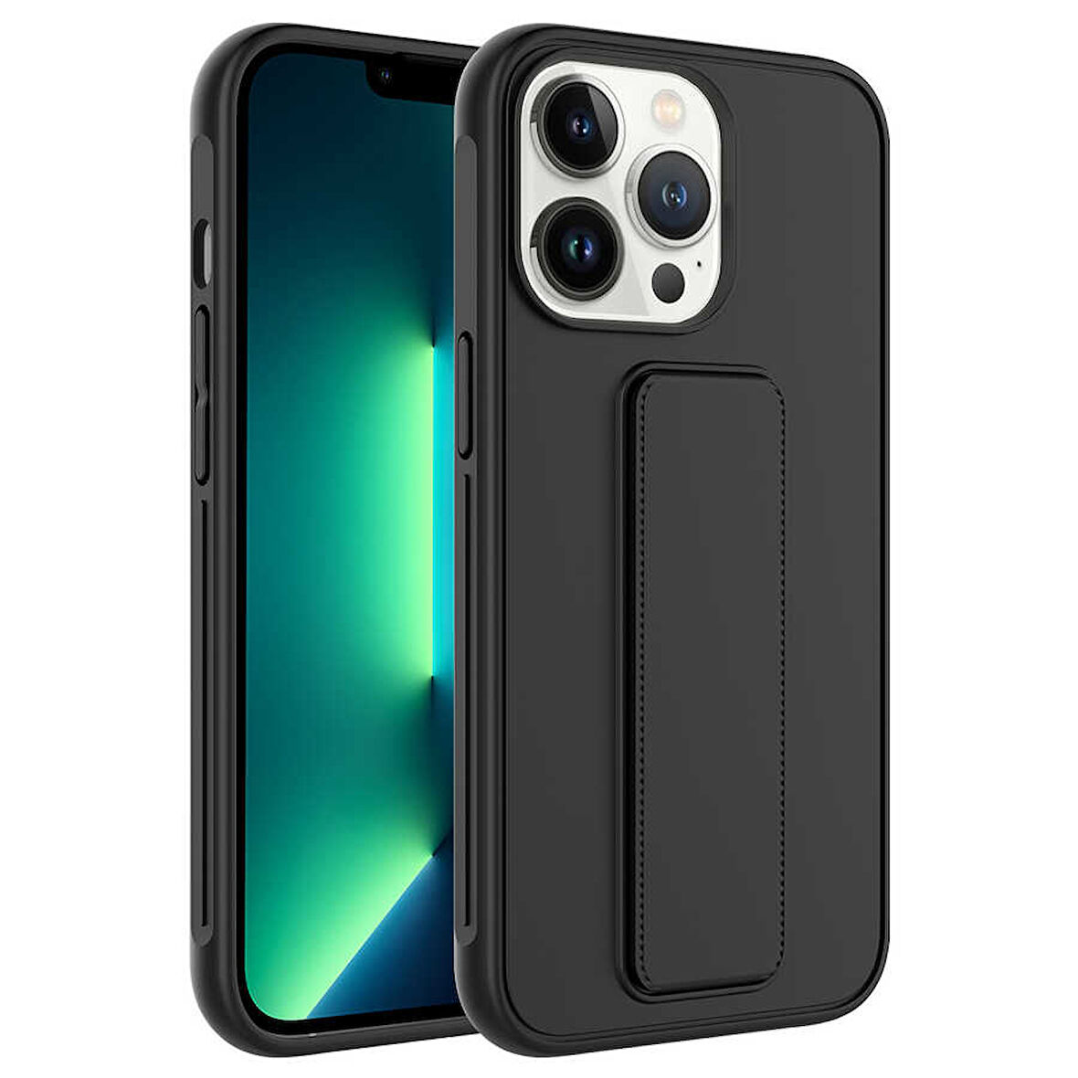 iPhone 13 Pro Uyumlu Zore Qstand Kılıf-Siyah
