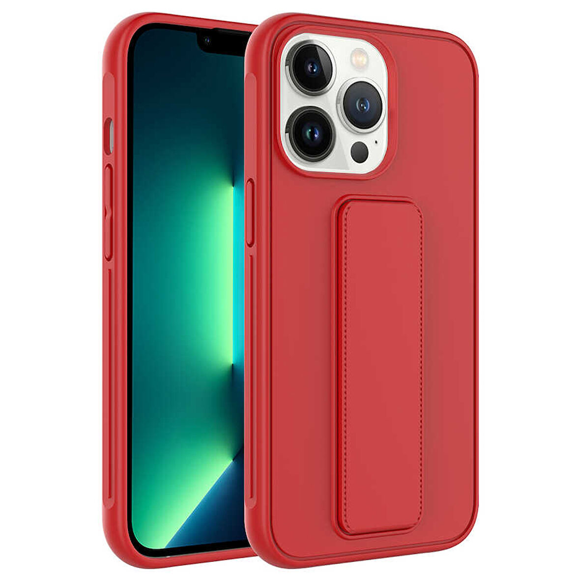 iPhone 13 Pro Uyumlu Zore Qstand Kılıf-Kırmızı