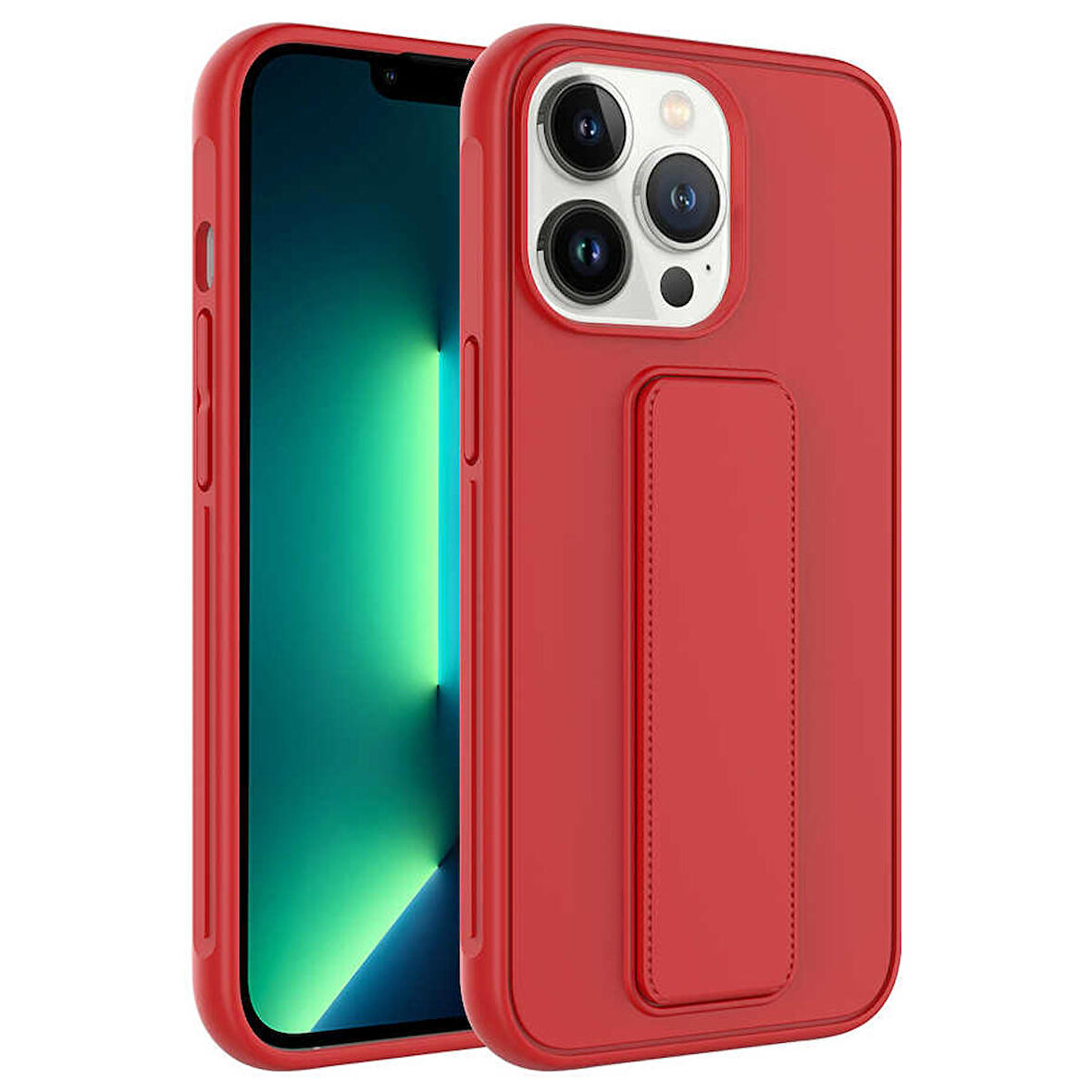 iPhone 13 Pro Max Uyumlu Zore Qstand Kapak-Kırmızı
