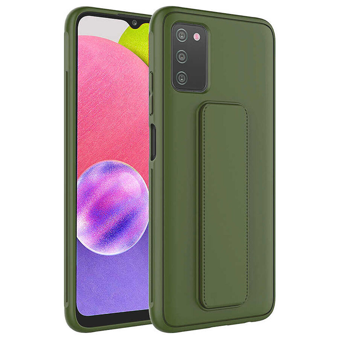 Galaxy A03S Uyumlu Zore Qstand Kapak-Koyu Yeşil