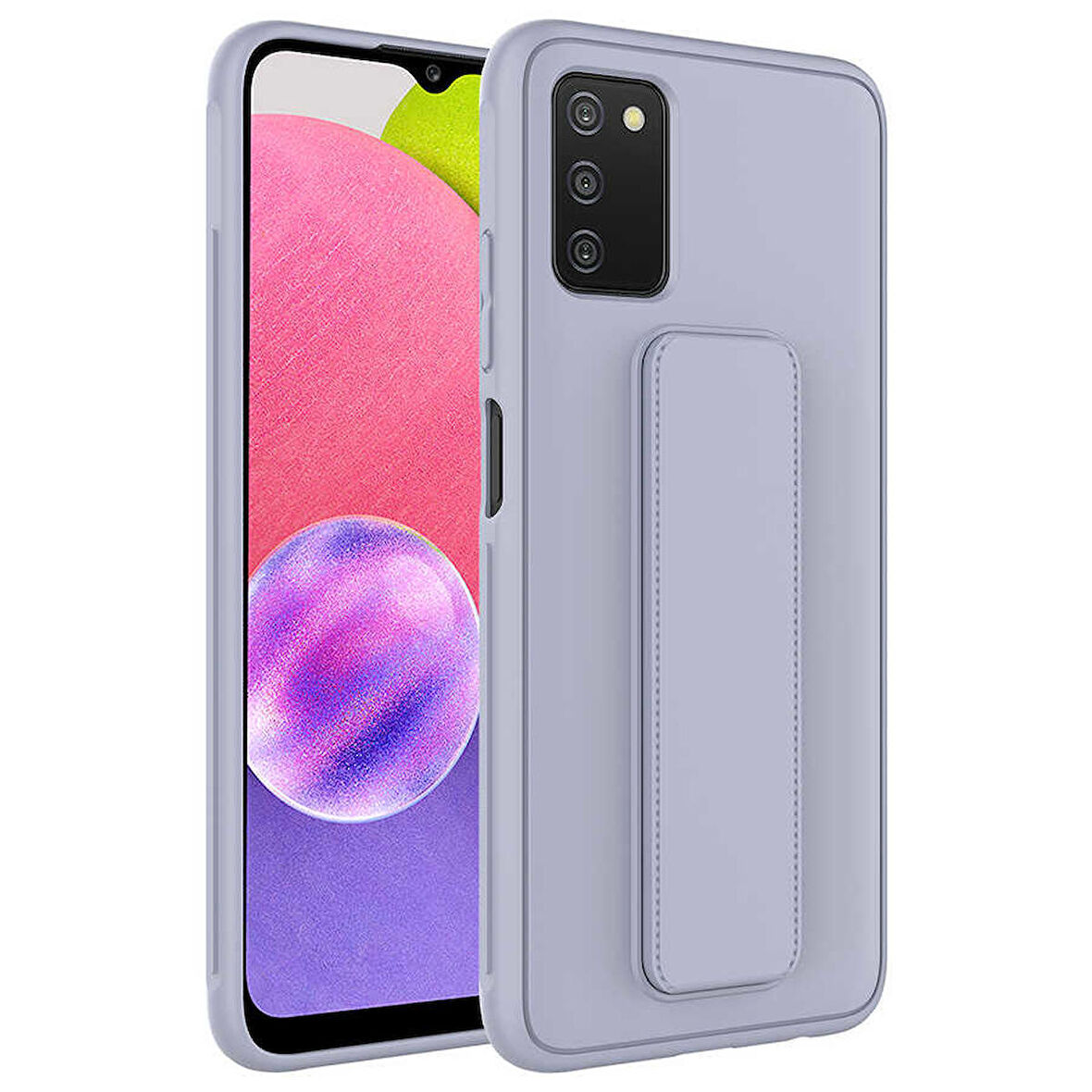 Galaxy A03S Uyumlu Zore Qstand Kapak-Gri