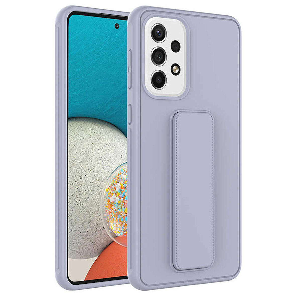 Galaxy A13 4G Uyumlu Zore Qstand Kapak-Gri