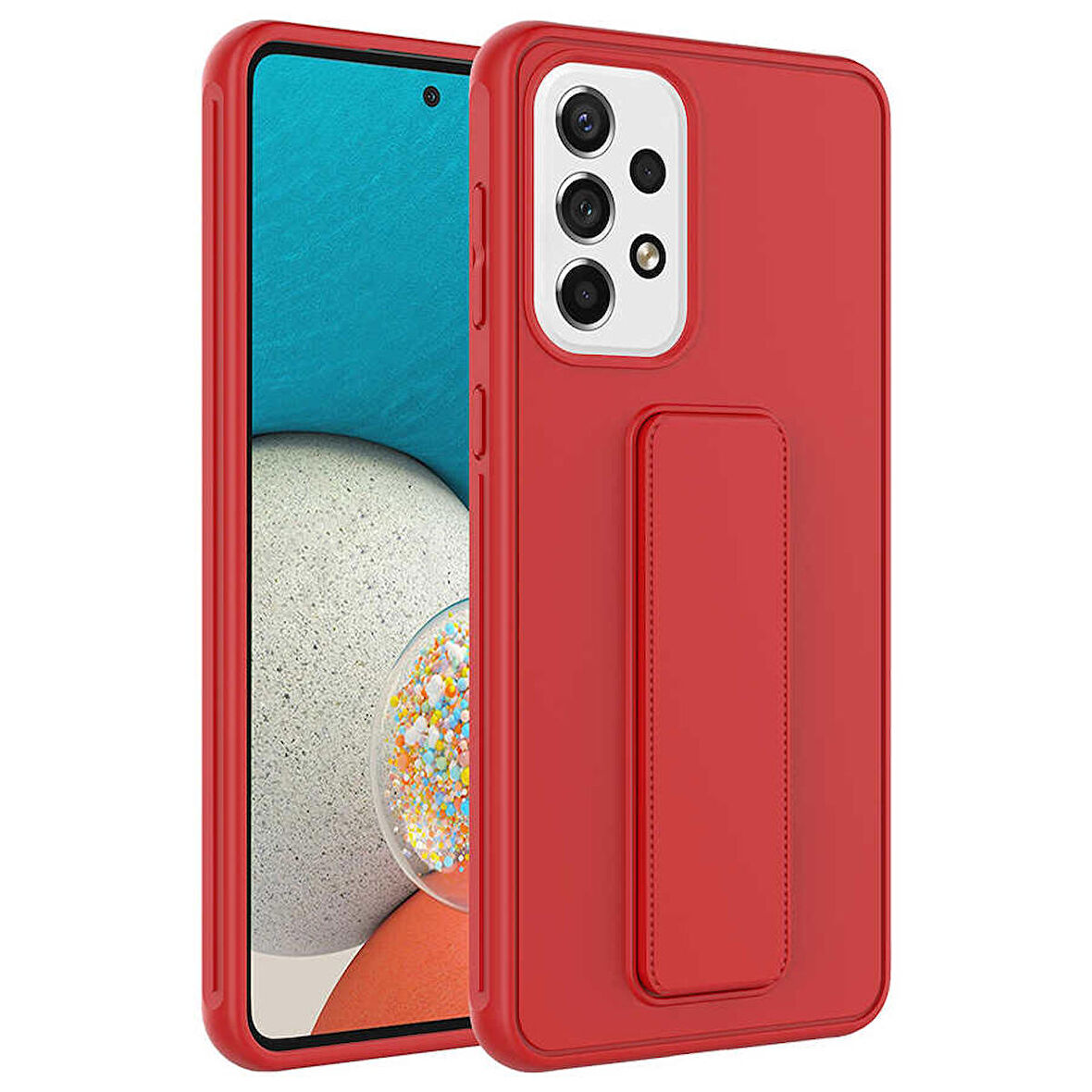 Galaxy A23 Uyumlu Zore Qstand Kapak-Kırmızı