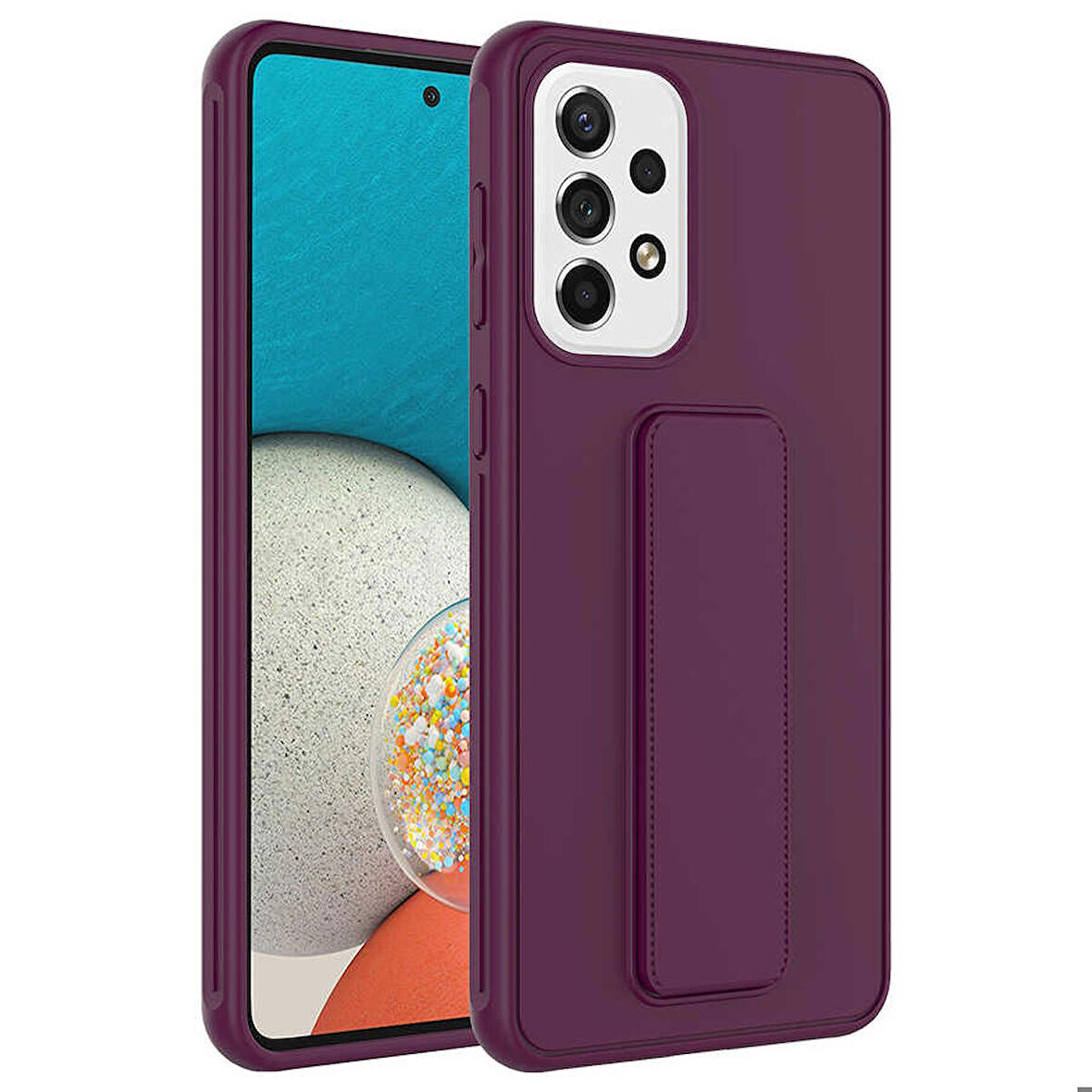 Galaxy A23 Uyumlu Zore Qstand Kapak-Mürdüm