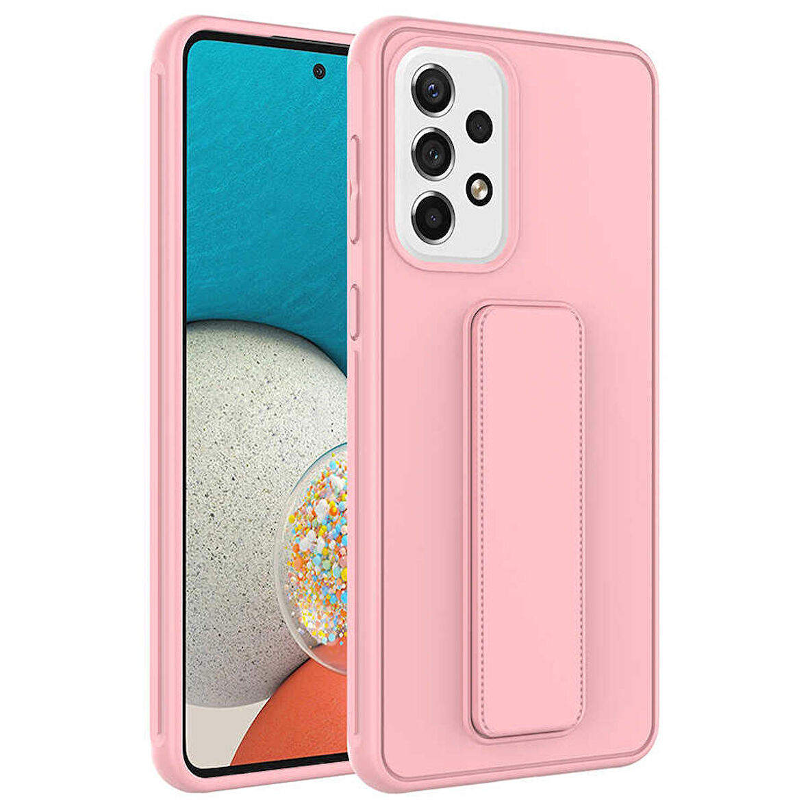 Galaxy A73 Uyumlu Zore Qstand Kapak-Pembe