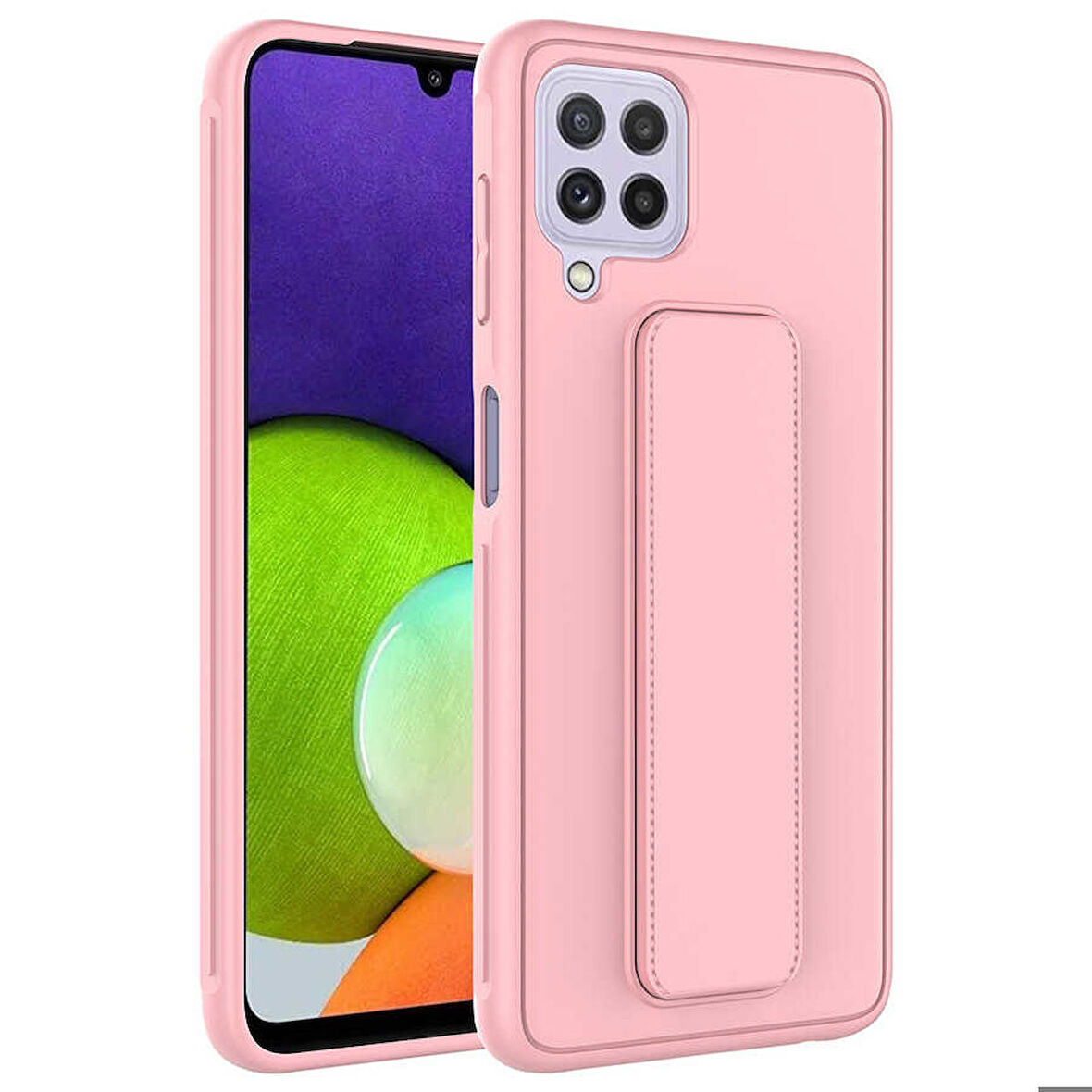 Galaxy M22 Uyumlu Zore Qstand Kapak-Pembe