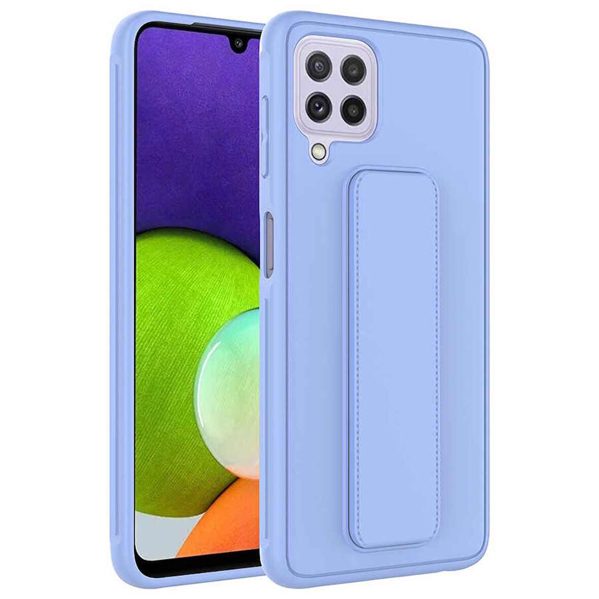 Galaxy M22 Uyumlu Zore Qstand Kapak-Lila