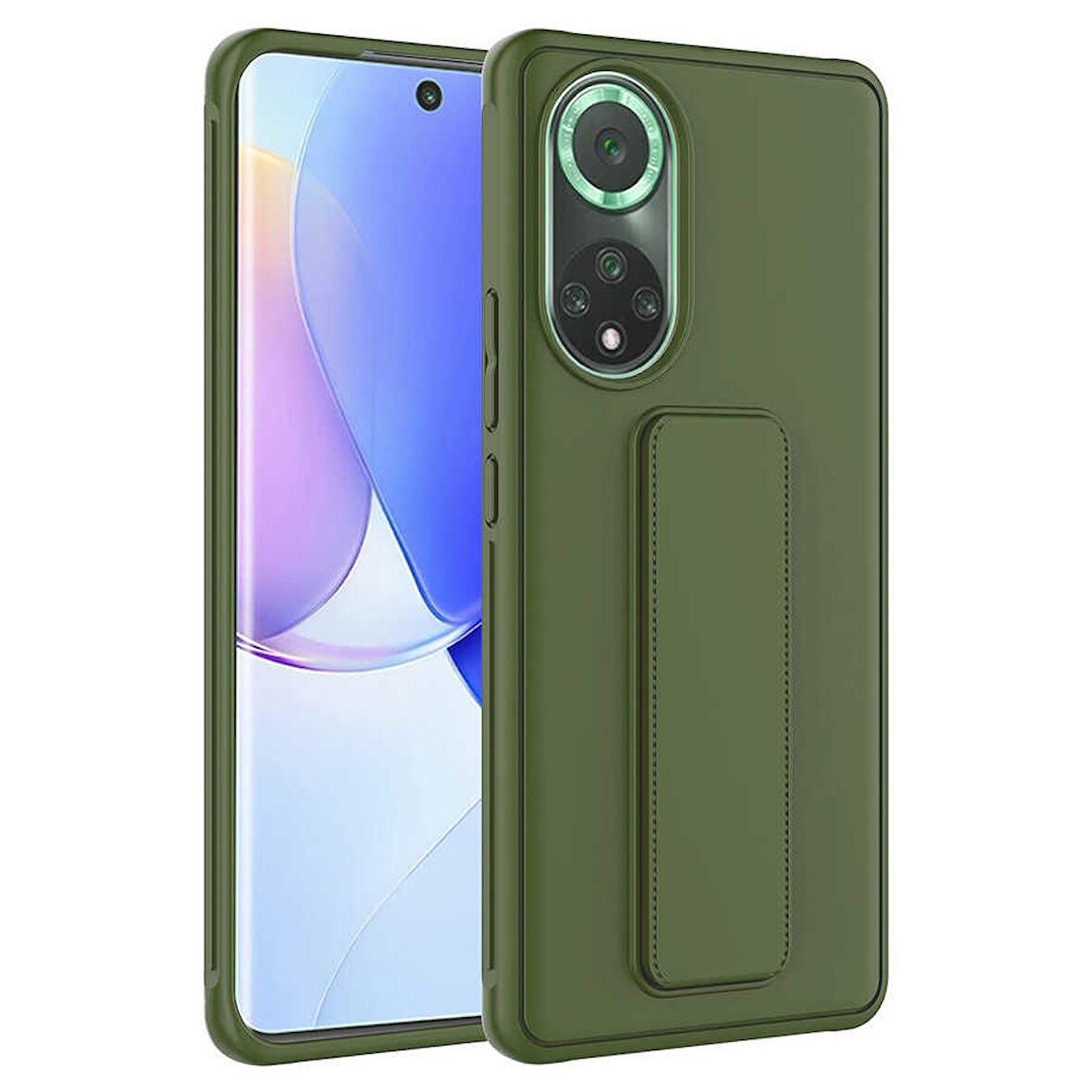Huawei Honor 50 Kılıf Zore Qstand Kapak-Koyu Yeşil