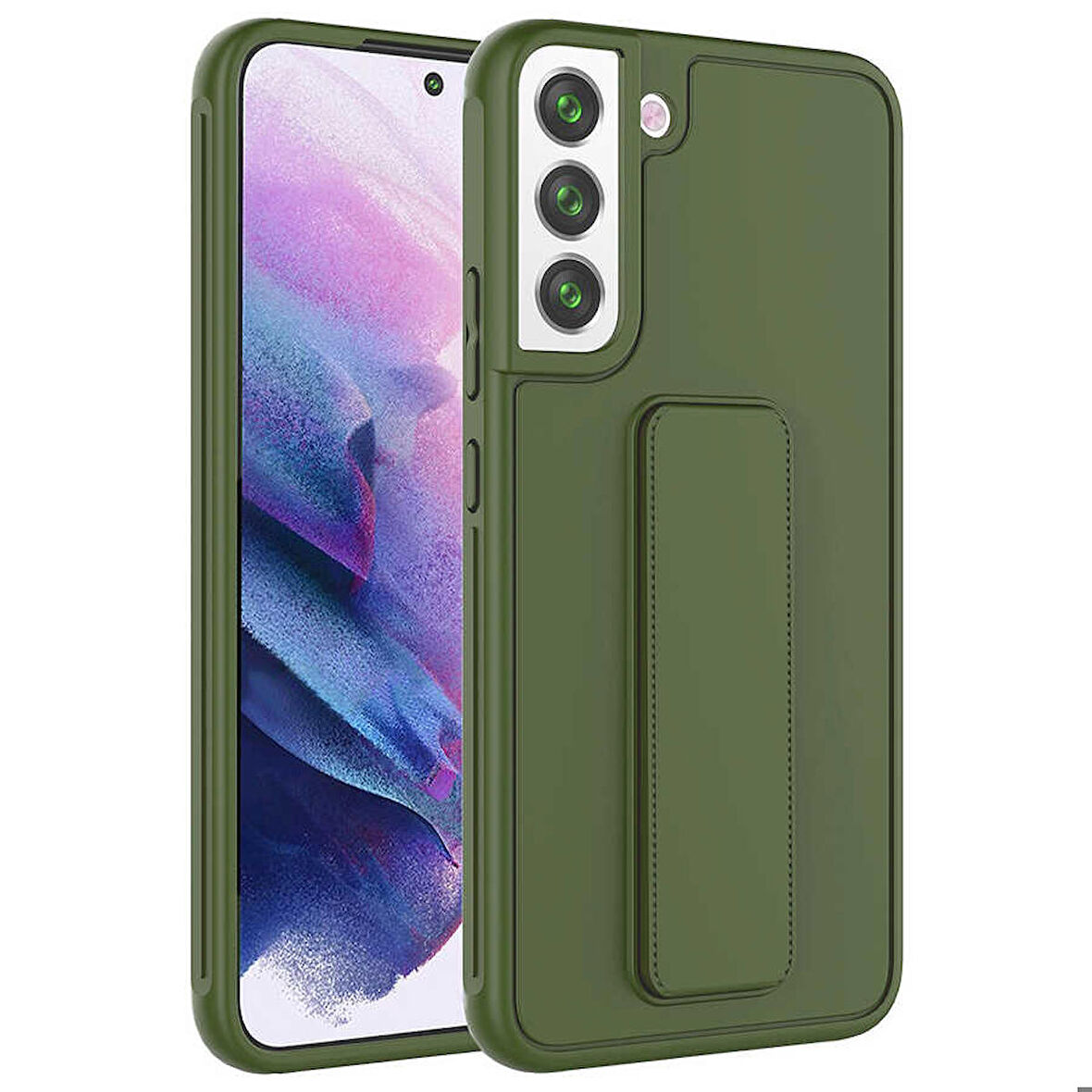 Galaxy S22 Plus Uyumlu Zore Qstand Kapak-Koyu Yeşil