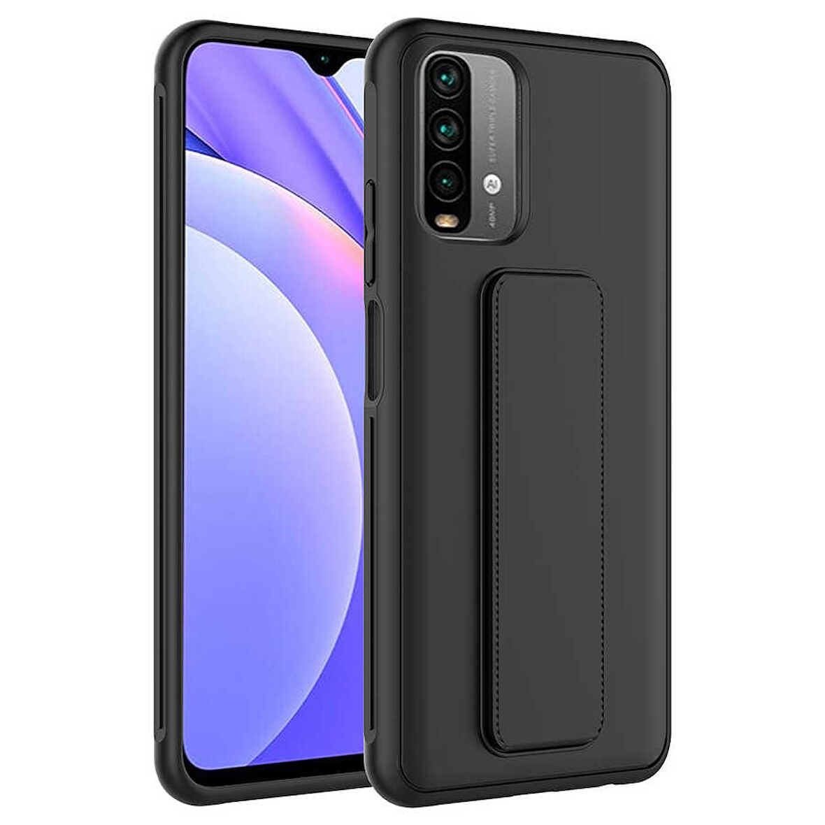 Xiaomi Poco M5S Kılıf Zore Qstand Kapak-Siyah