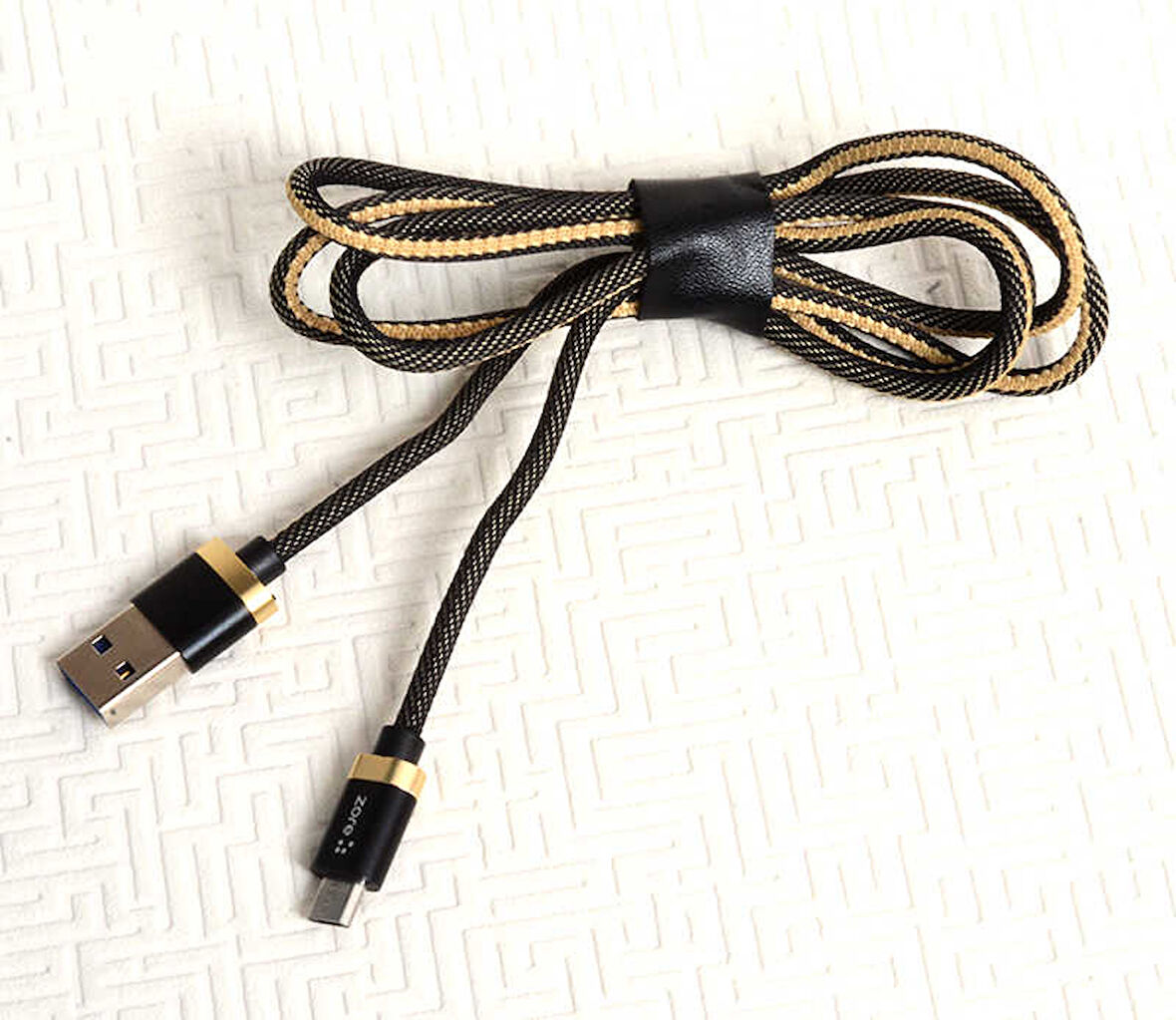 Siyah-Gold Poro Micro Usb Kablo 1M-Zore