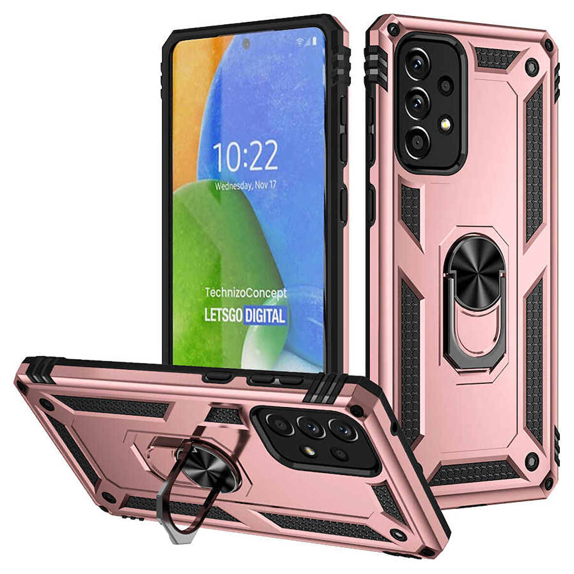Samsung Galaxy A73 Kılıf Vega Tank Sert Yüzüklü Standlı Zırh Koruma Kapak