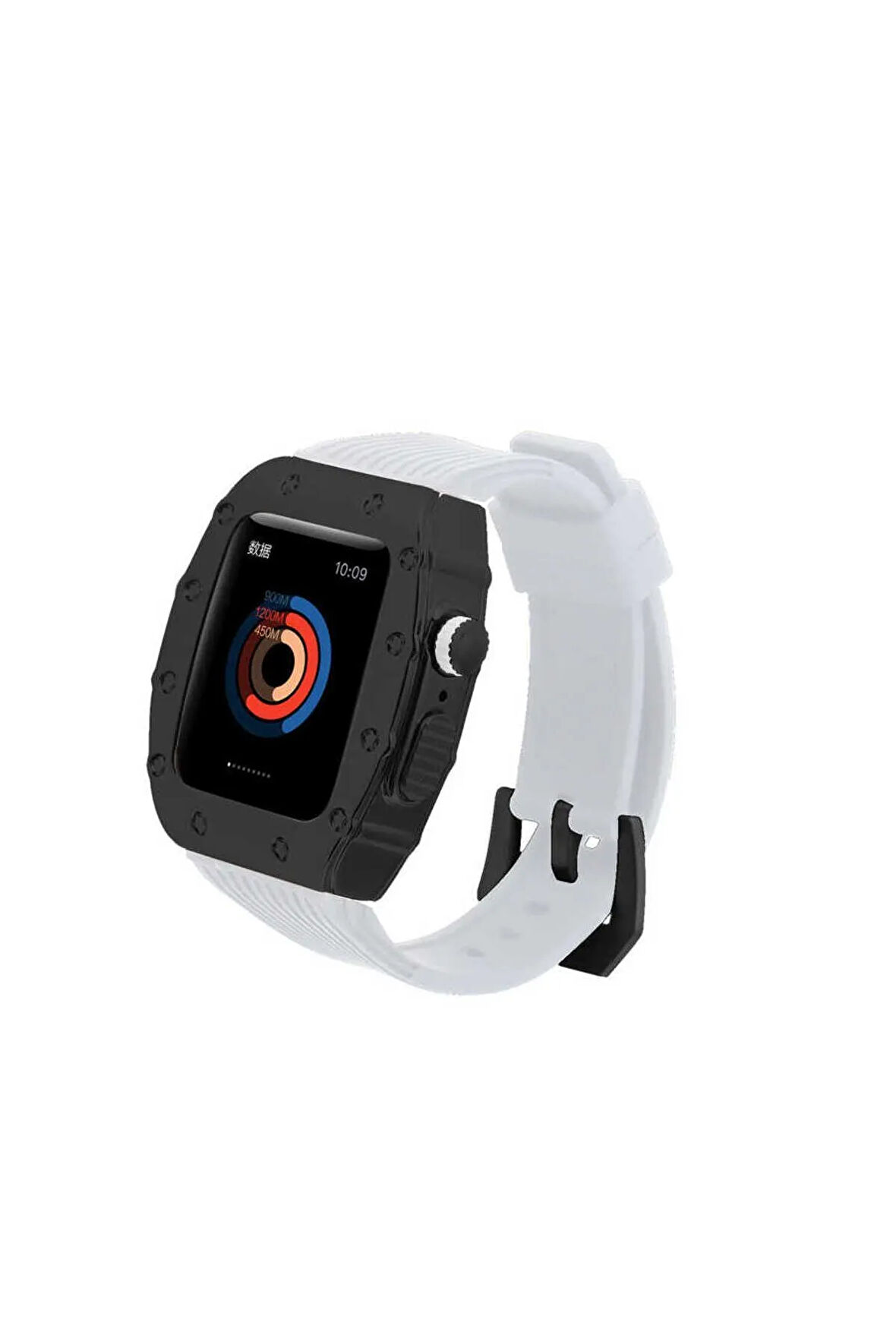 Apple Watch 7 45mm Uyumlu Krd-65 Kordon Beyaz-siyah