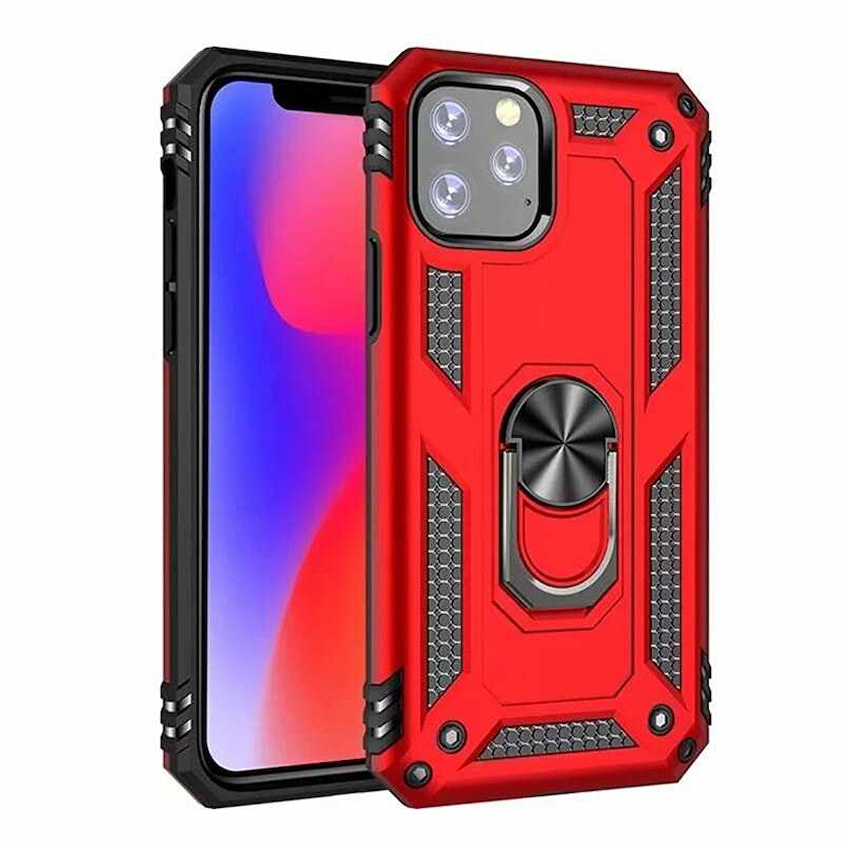 iPhone 11 Pro Max Kılıf Vega Tank Sert Yüzüklü Standlı Zırh Koruma Kapak
