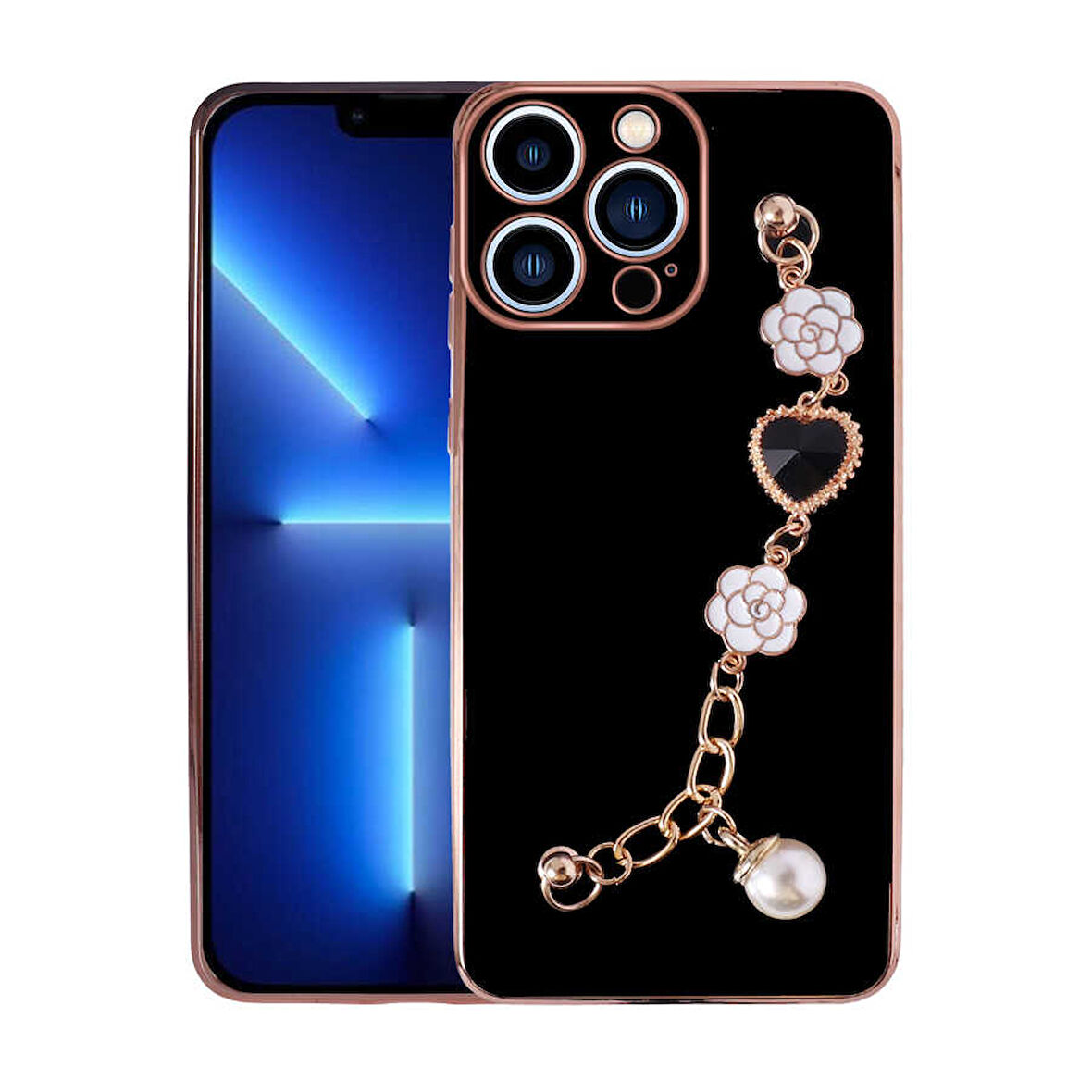 iPhone 12 Pro Max Uyumlu El Tutamaçlı Kamera Korumalı Zore Taka Silikon Kılıf-Siyah