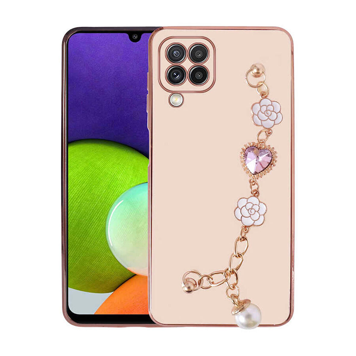 Galaxy A12 Uyumlu El Tutamaçlı Kamera Korumalı Zore Taka Silikon Kapak-Pembe