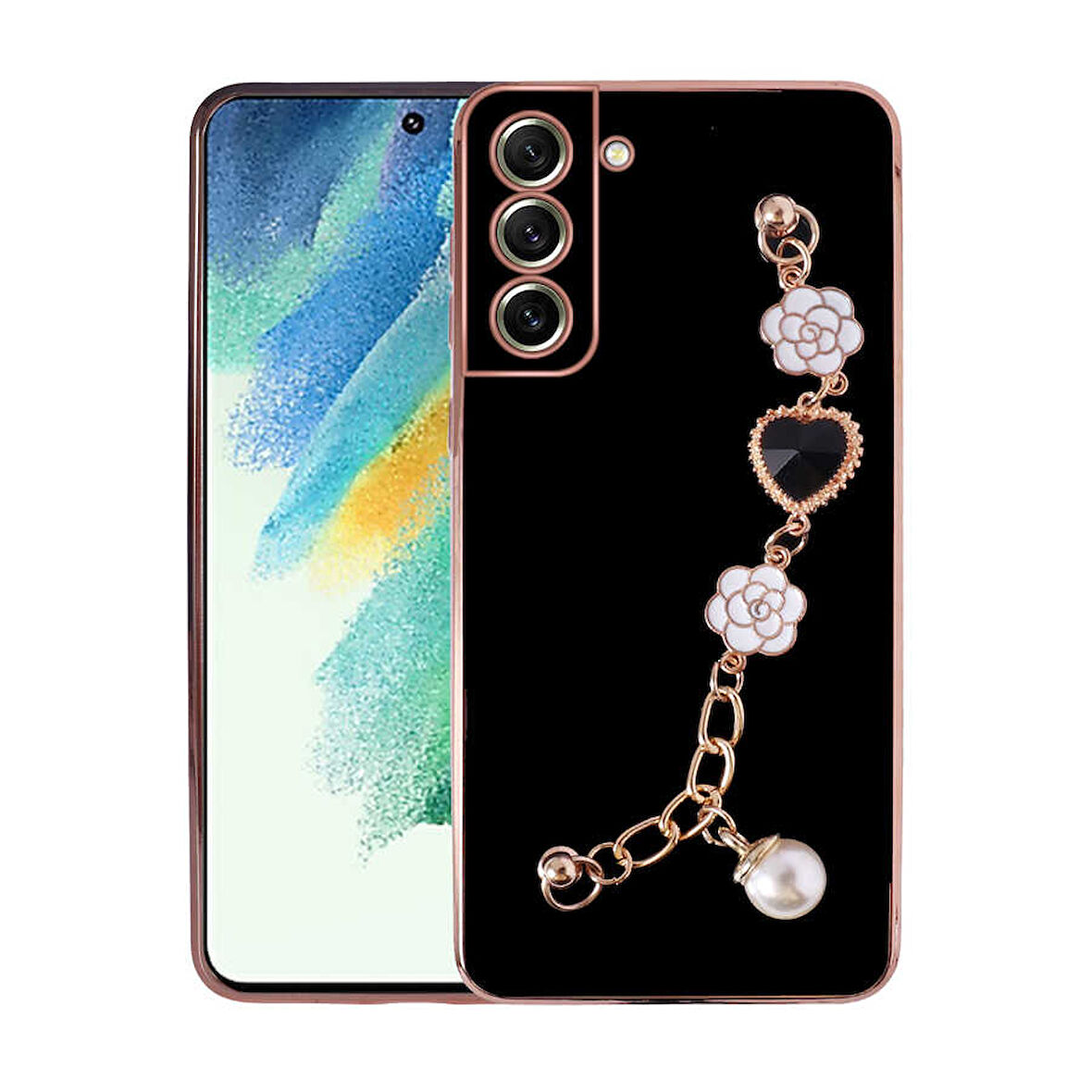 Galaxy S21 FE Uyumlu El Tutamaçlı Kamera Korumalı Zore Taka Silikon Kılıf-Siyah