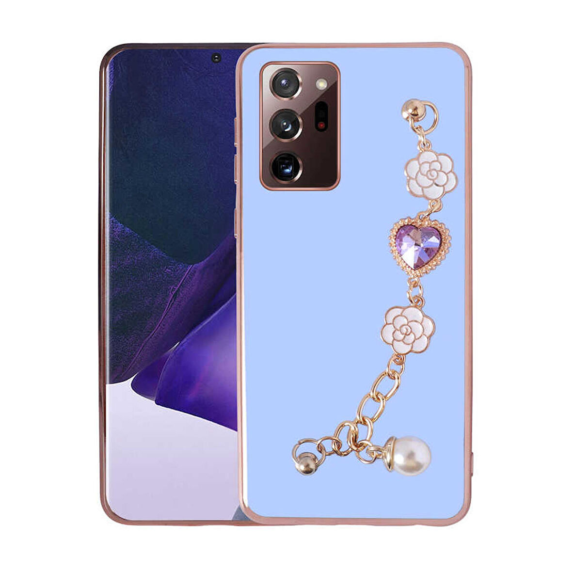 Galaxy Note 20 Ultra Uyumlu El Tutamaçlı Kamera Korumalı Zore Taka Silikon Kapak-Mor
