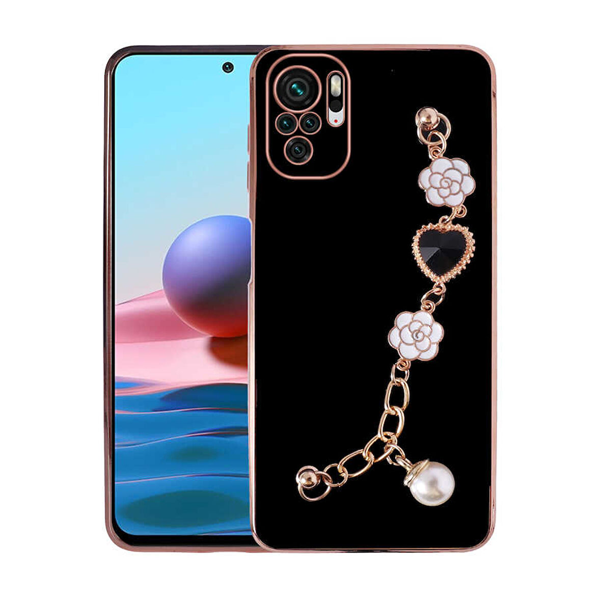 Xiaomi Poco M5S Kılıf El Tutamaçlı Kamera Korumalı Zore Taka Silikon Kapak-Siyah