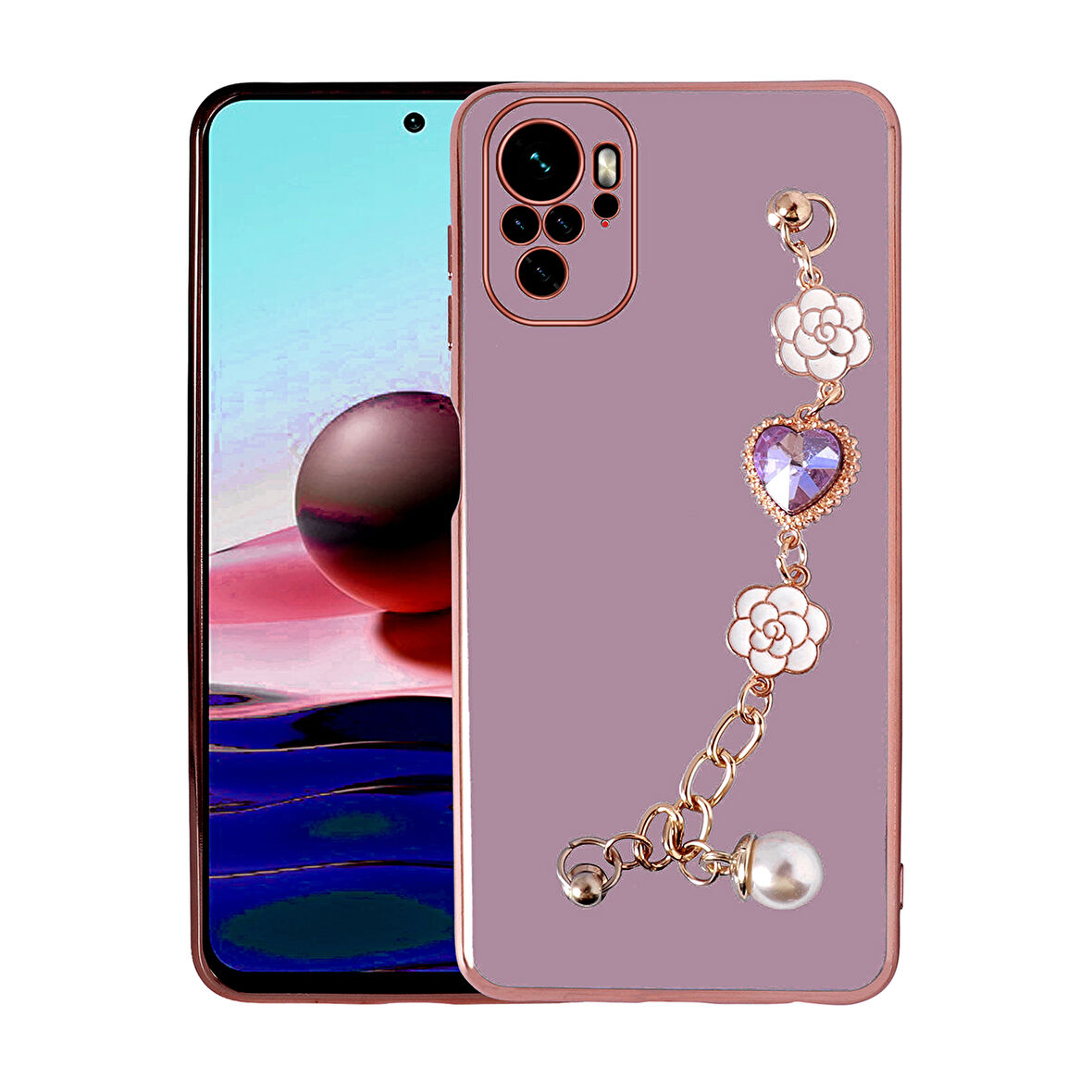 Xiaomi Redmi Note 10S Kılıf El Tutamaçlı Kamera Korumalı Zore Taka Silikon Kapak-Mor