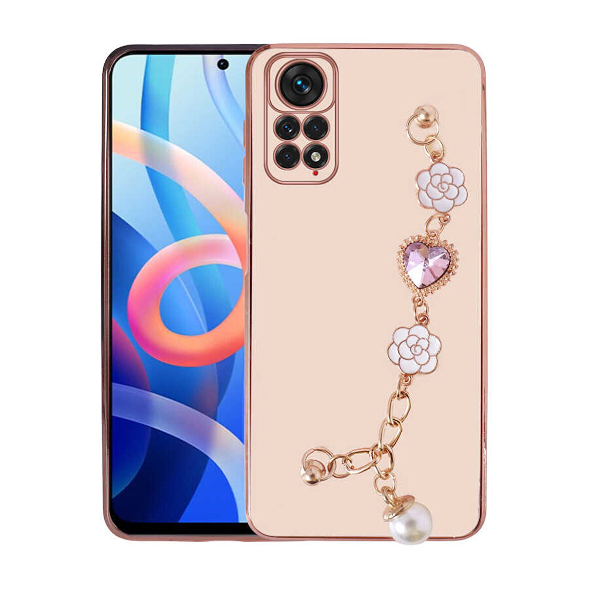 Xiaomi Redmi Note 11S Global Kılıf El Tutamaçlı Kamera Korumalı Zore Taka Silikon Kapak-Pembe