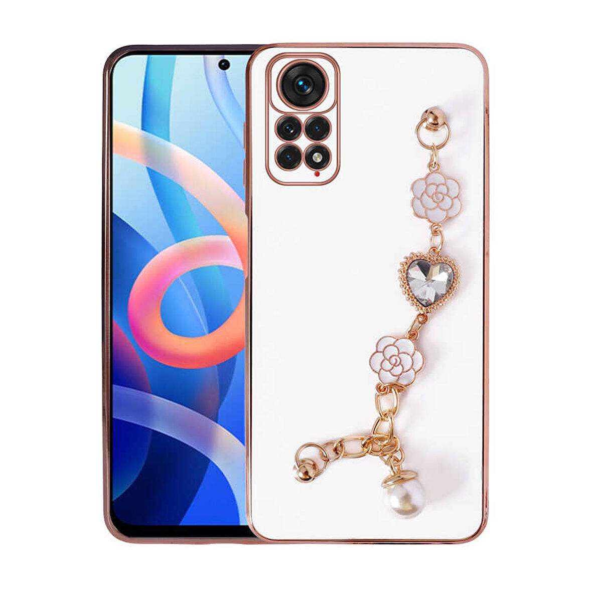 Xiaomi Redmi Note 11S Global Kılıf El Tutamaçlı Kamera Korumalı Zore Taka Silikon Kapak-Beyaz