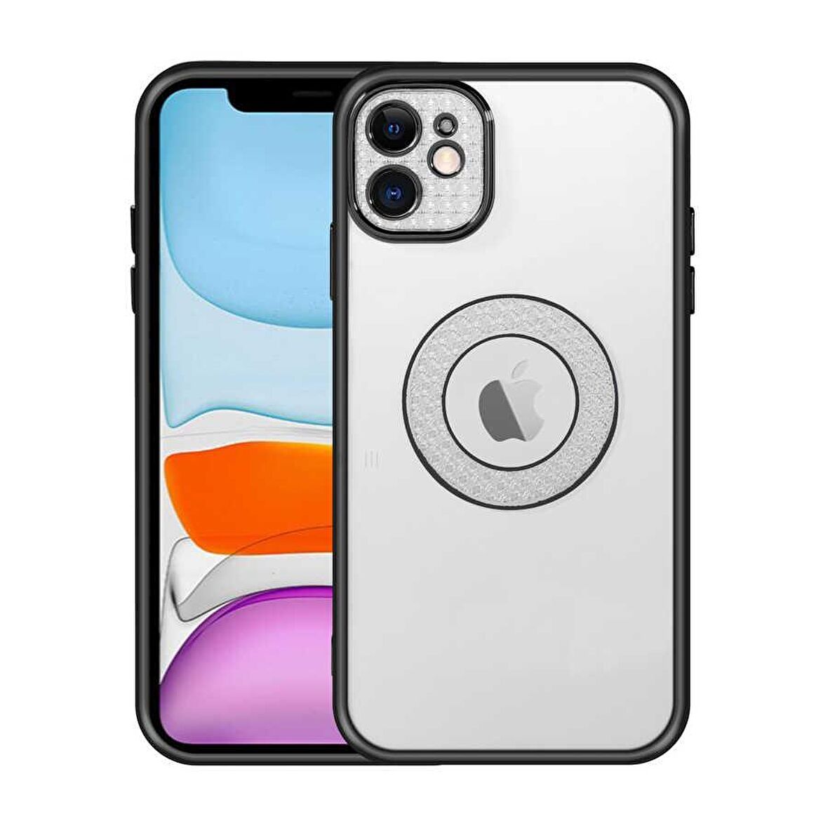 Apple iPhone 12 Swarowski Kamera Korumalı Logo Gösteren Esta Kılıf 