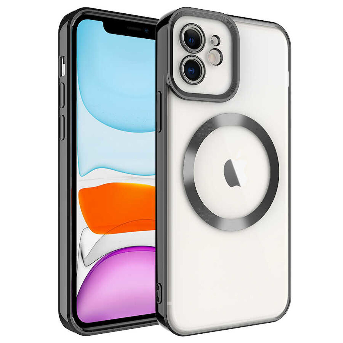 Apple iPhone 11 Kılıf Magsafe Wireless Şarj Özellikli Zore Setro Silikon-Siyah