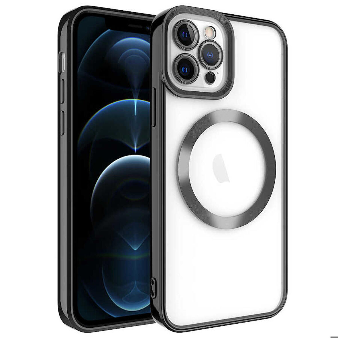 iPhone 11 Pro Max Uyumlu Magsafe Wireless Şarj Özellikli Zore Setro Silikon-Siyah