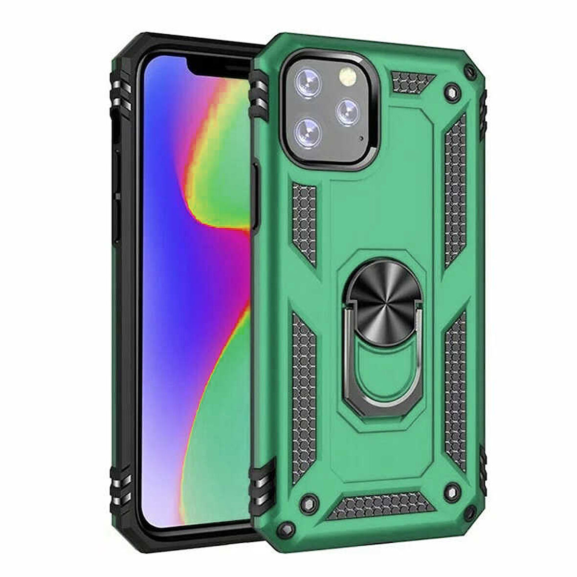 iPhone 11 Pro Max Kılıf Vega Tank Sert Yüzüklü Standlı Zırh Koruma Kapak