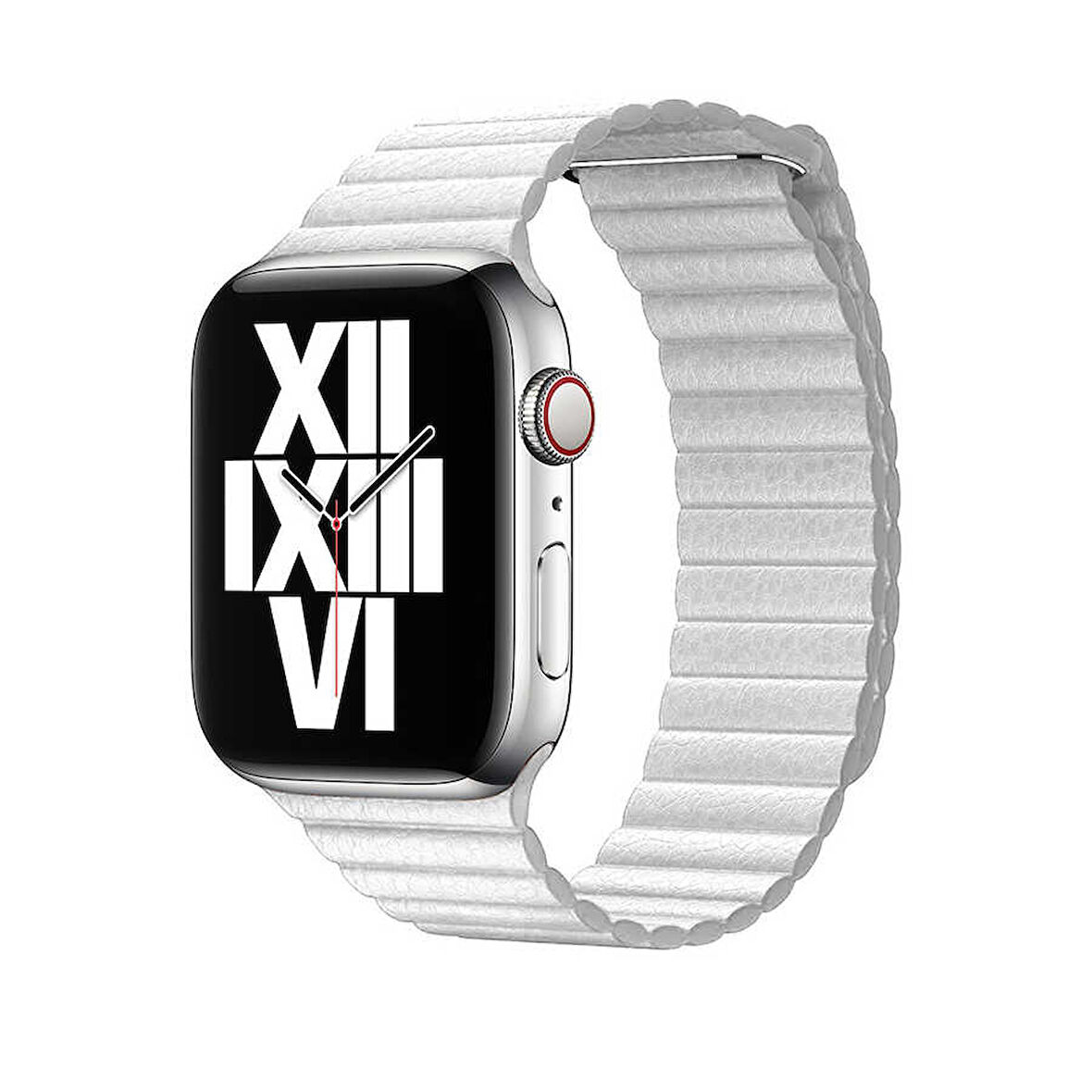 Watch 38mm Uyumlu KRD-09 Deri Lop Zore Kordon-Beyaz