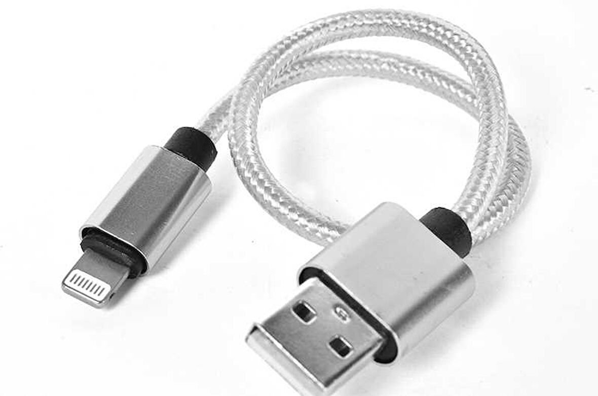 Gümüş 30 Cm Halat Lightning Usb Kablo-Zore