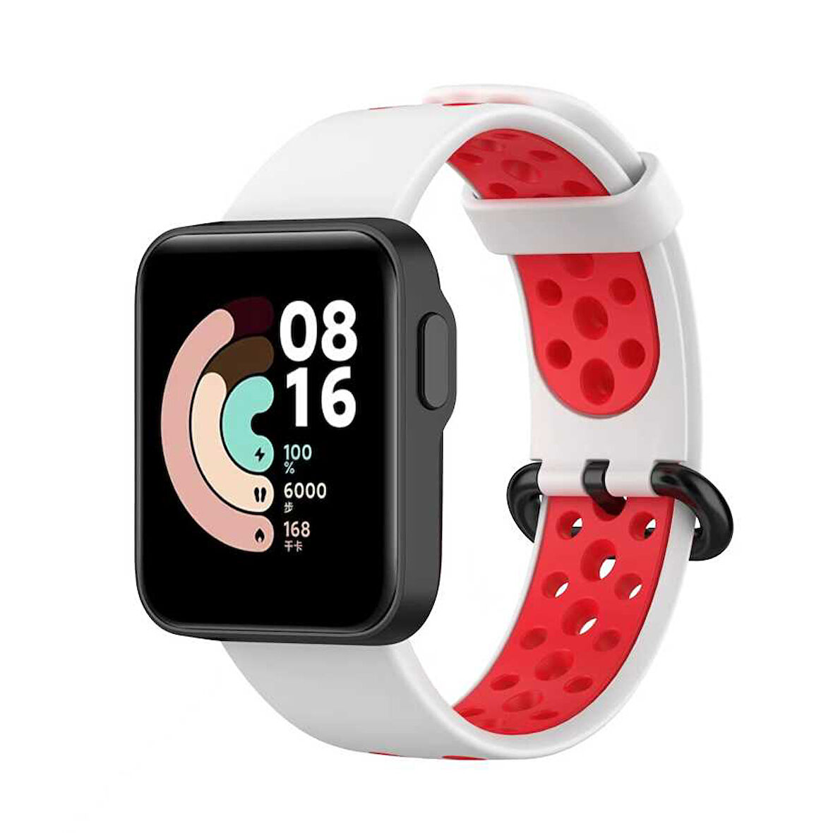 Xiaomi Redmi Watch 2 Lite KRD-02 Uyumlu Zore Kordon-Beyaz-Kırmızı