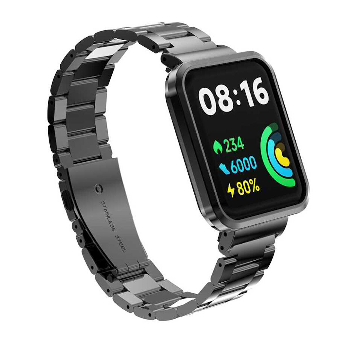 Xiaomi Redmi Watch 2 Lite Uyumlu KRD-60 Metal Zore Kordon-Siyah