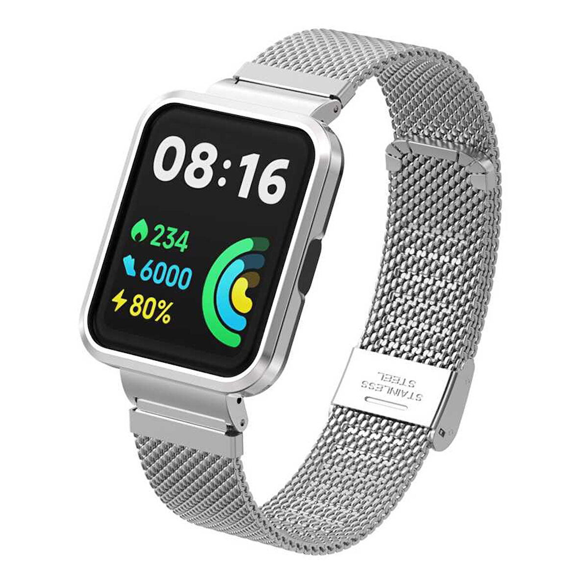 Xiaomi Redmi Watch 2 Lite Uyumlu KRD-66 Metal Zore Kordon-Gümüş