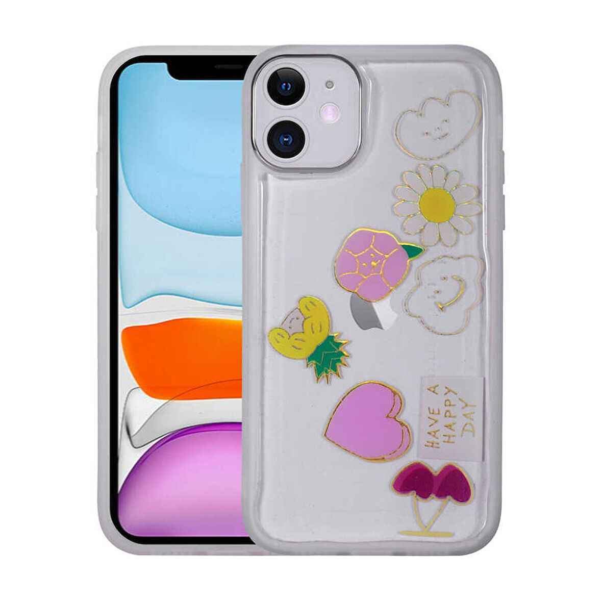 iPhone 11 Uyumlu Figürlü Desenli Işıltılı Sert Zore Sos Kılıf-NO3