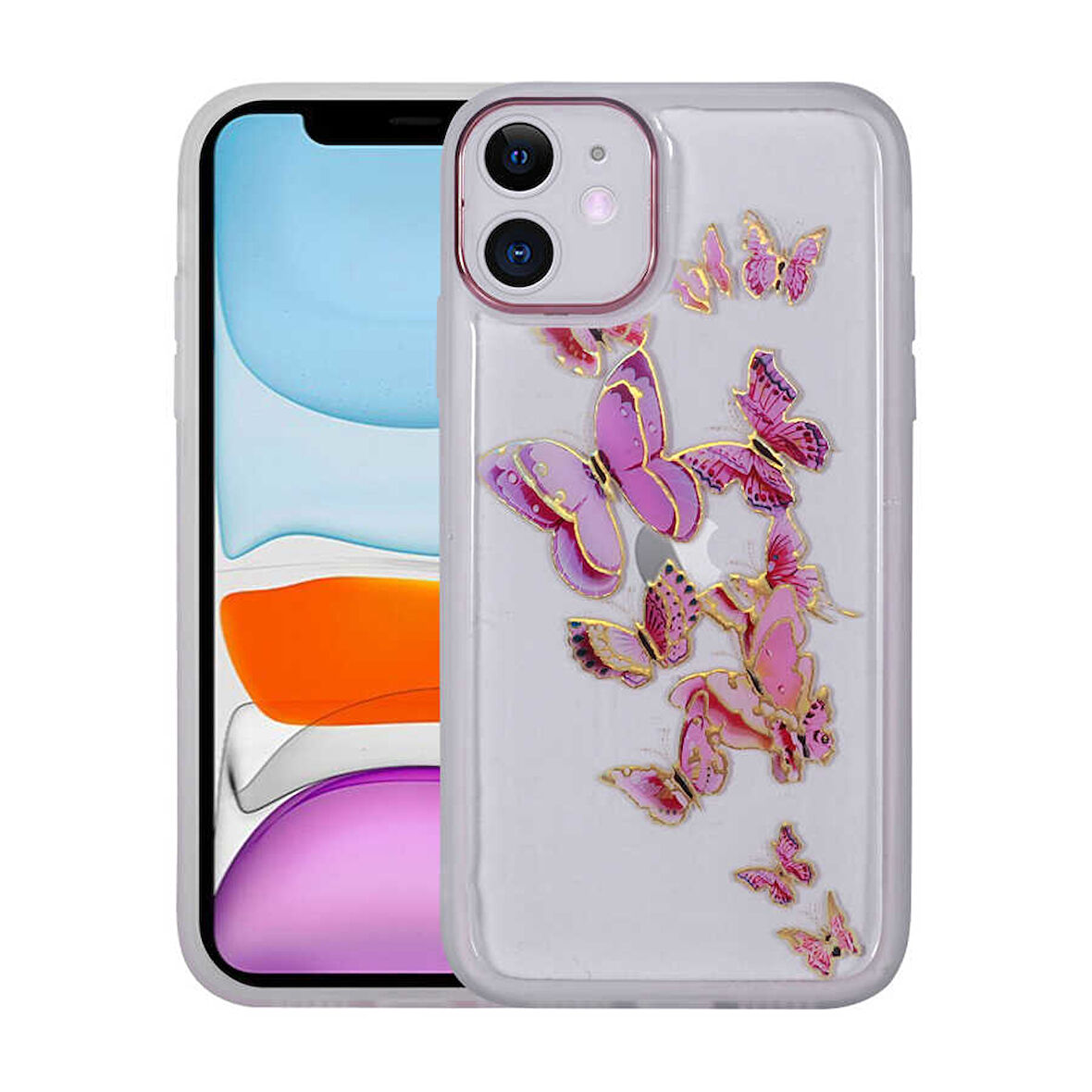 iPhone 11 Uyumlu Figürlü Desenli Işıltılı Sert Zore Sos Kılıf-NO4