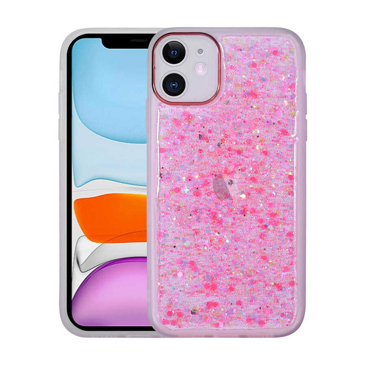 iPhone 11 Uyumlu Figürlü Desenli Işıltılı Sert Zore Sos Kapak-NO6