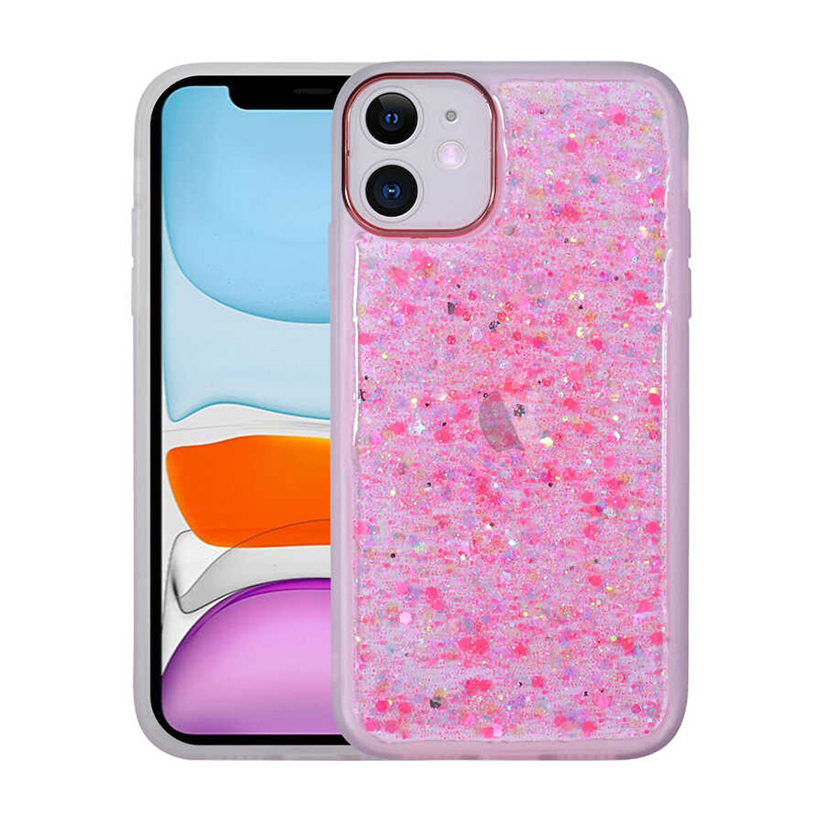 iPhone 11 Uyumlu Figürlü Desenli Işıltılı Sert Zore Sos Kılıf-NO6