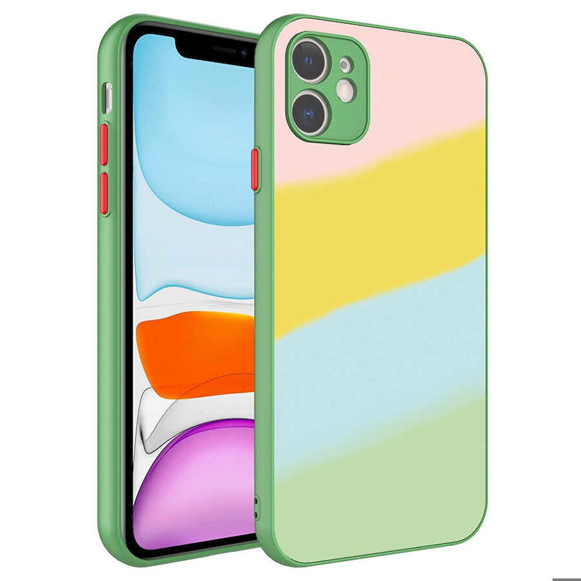 iPhone 11 Uyumlu Kamera Korumalı Renkli Temperli Zore X-Cam Kapak-NO10