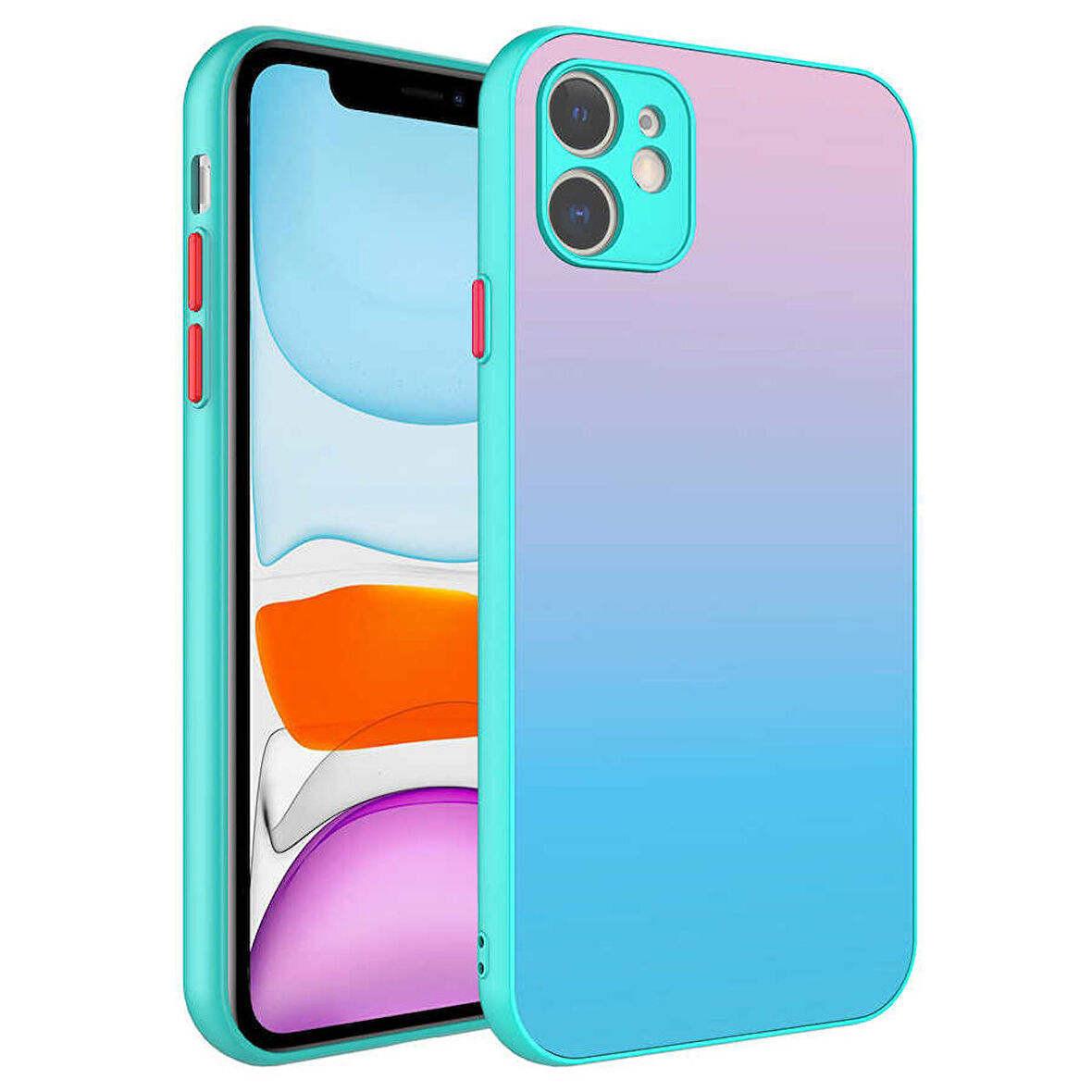 iPhone 11 Uyumlu Kamera Korumalı Renkli Temperli Zore X-Cam Kapak-NO11
