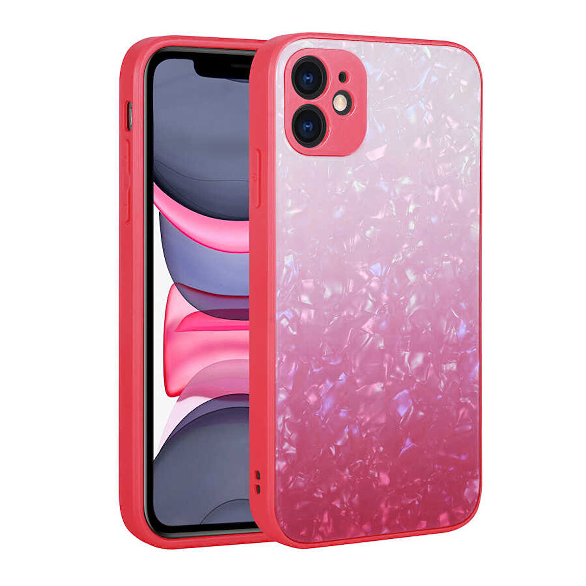 iPhone 11 Uyumlu Renk Geçişli Mermer Desenli Sert Silikon Zore Granit Kılıf-NO6