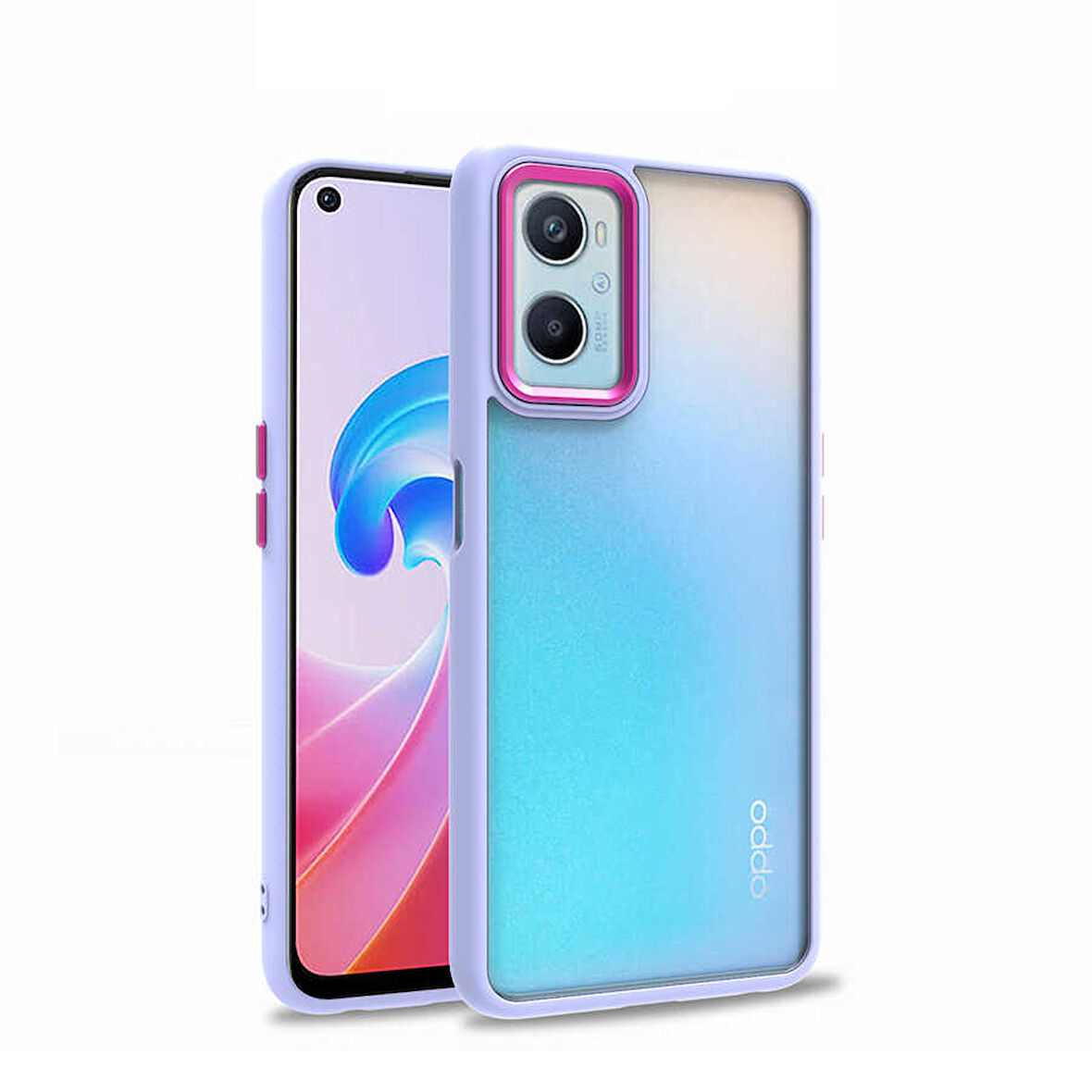 Oppo A76 Kılıf Zore Flora Kapak-Lila